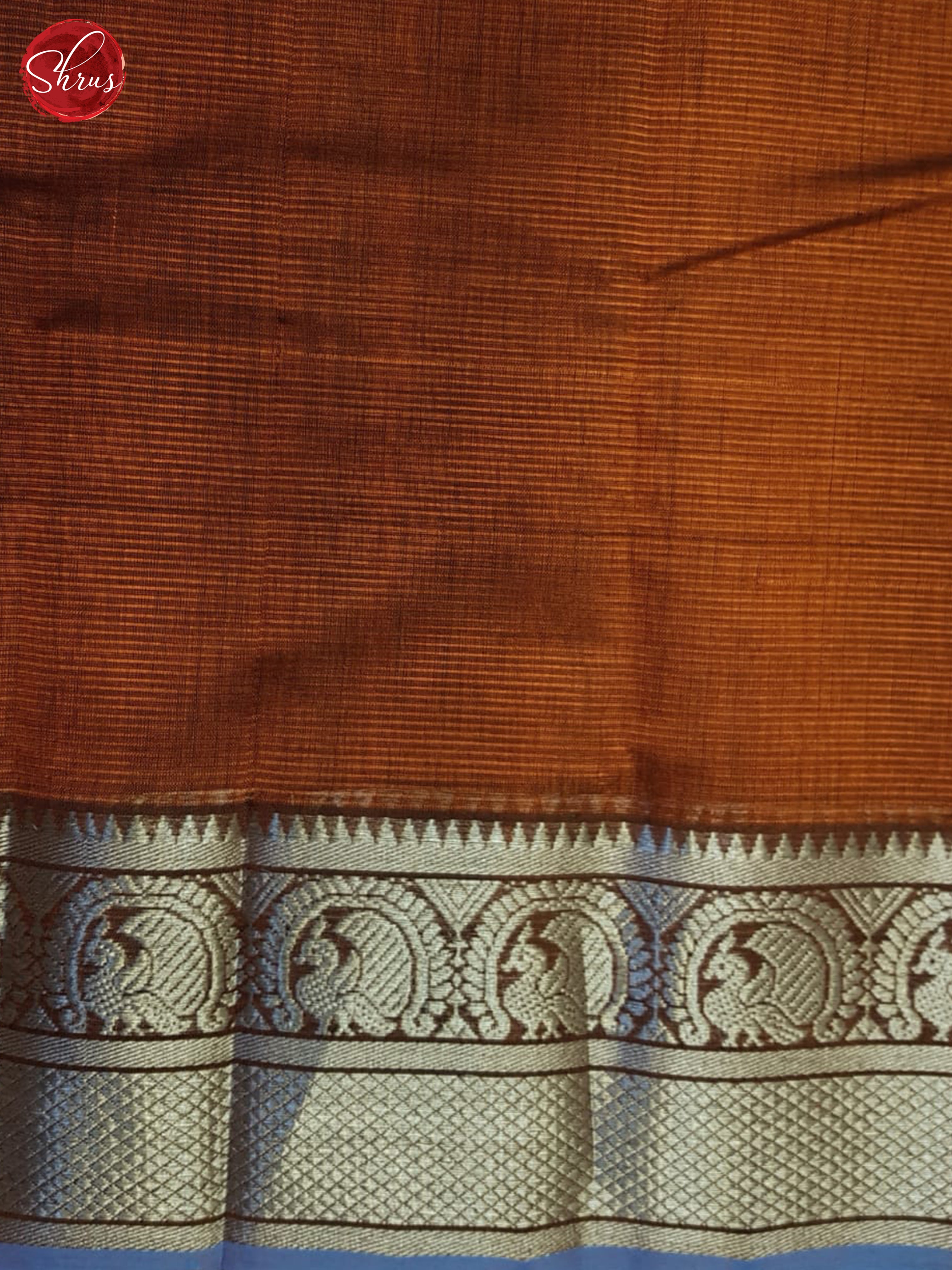 Brick And Blue- Mangalagiri Silk Cotton Saree - Shop on ShrusEternity.com