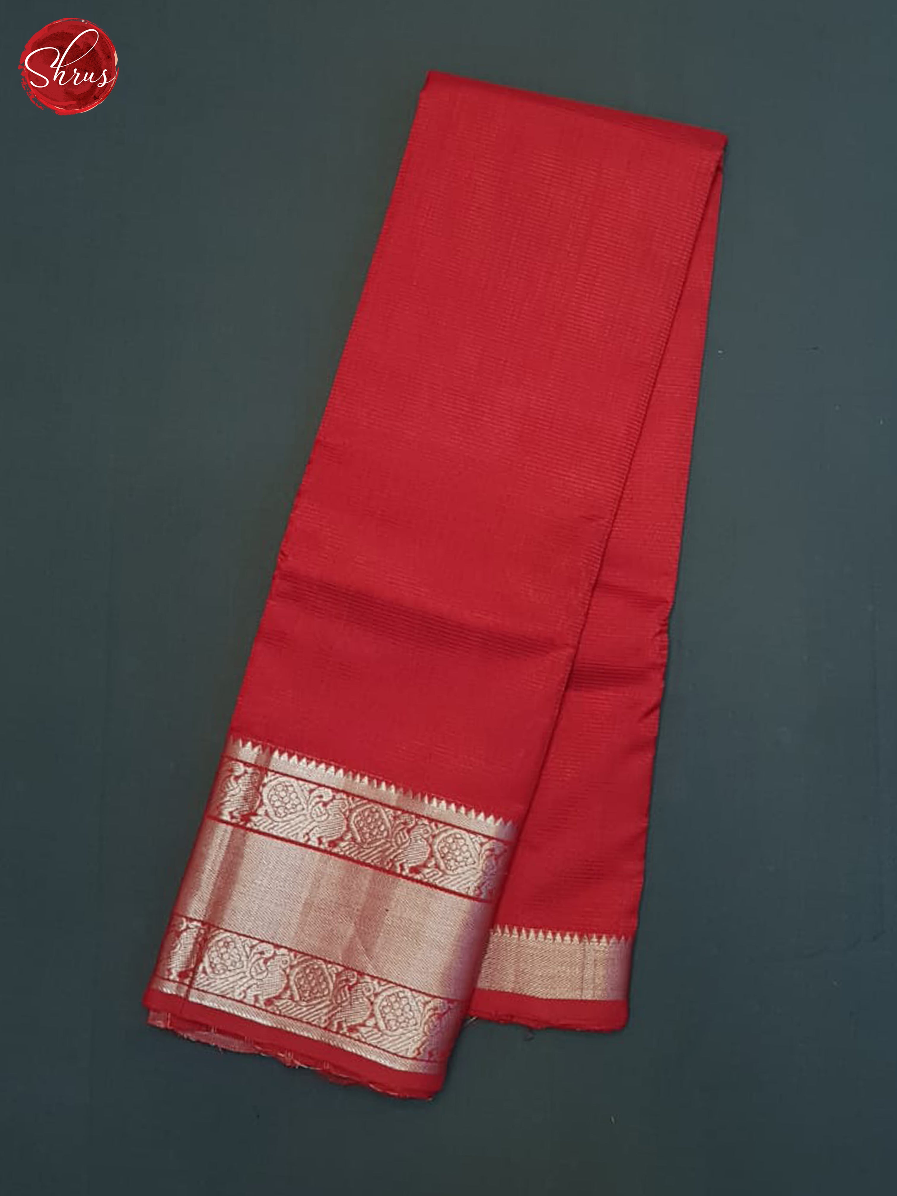 Red(Single Tone)- Mangalagiri Silk cotton Saree - Shop on ShrusEternity.com
