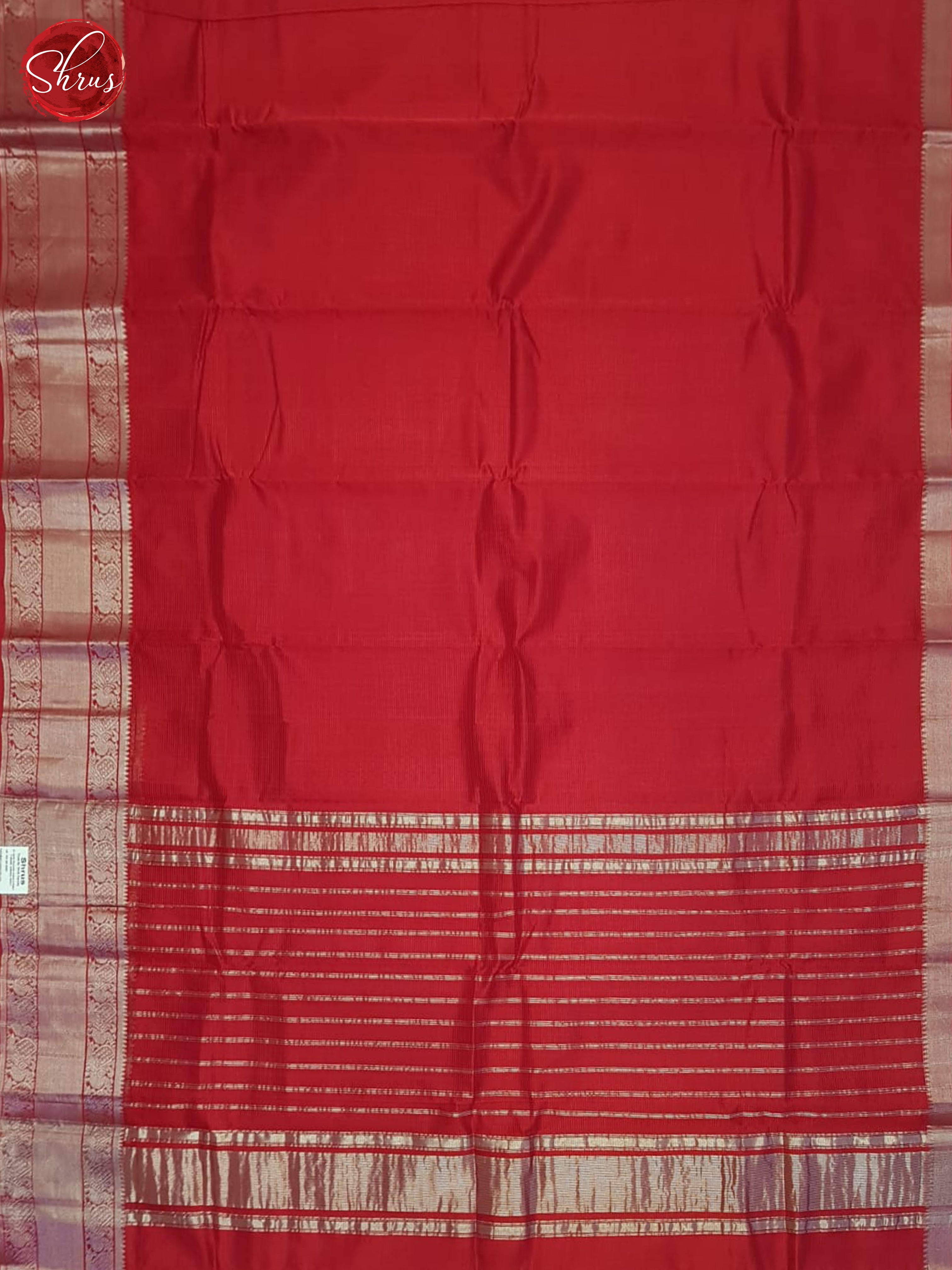 Red(Single Tone)- Mangalagiri Silk cotton Saree - Shop on ShrusEternity.com