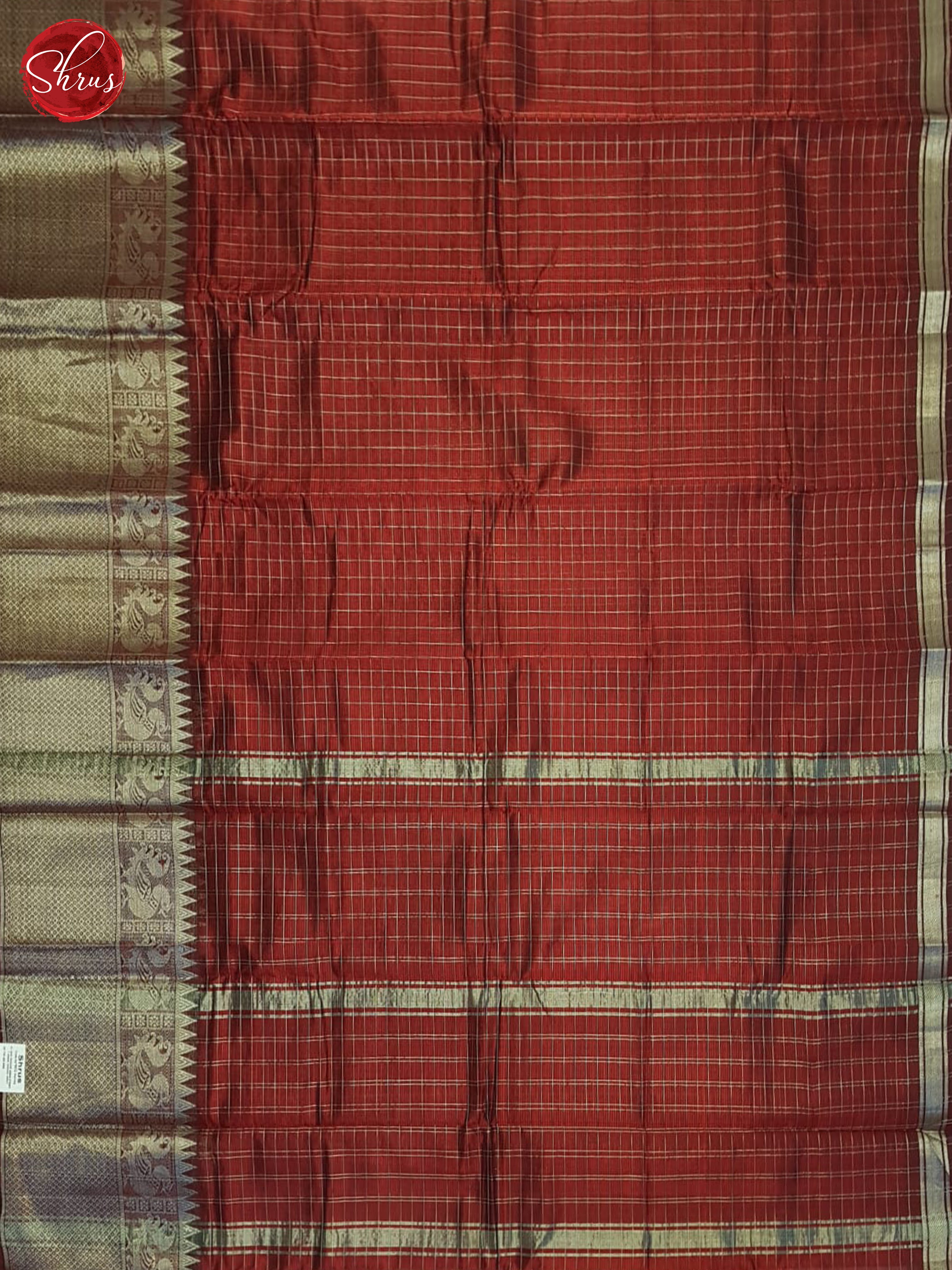 Red(Single Tone)- Mangalagiri Silk Cotton Saree - Shop on ShrusEternity.com