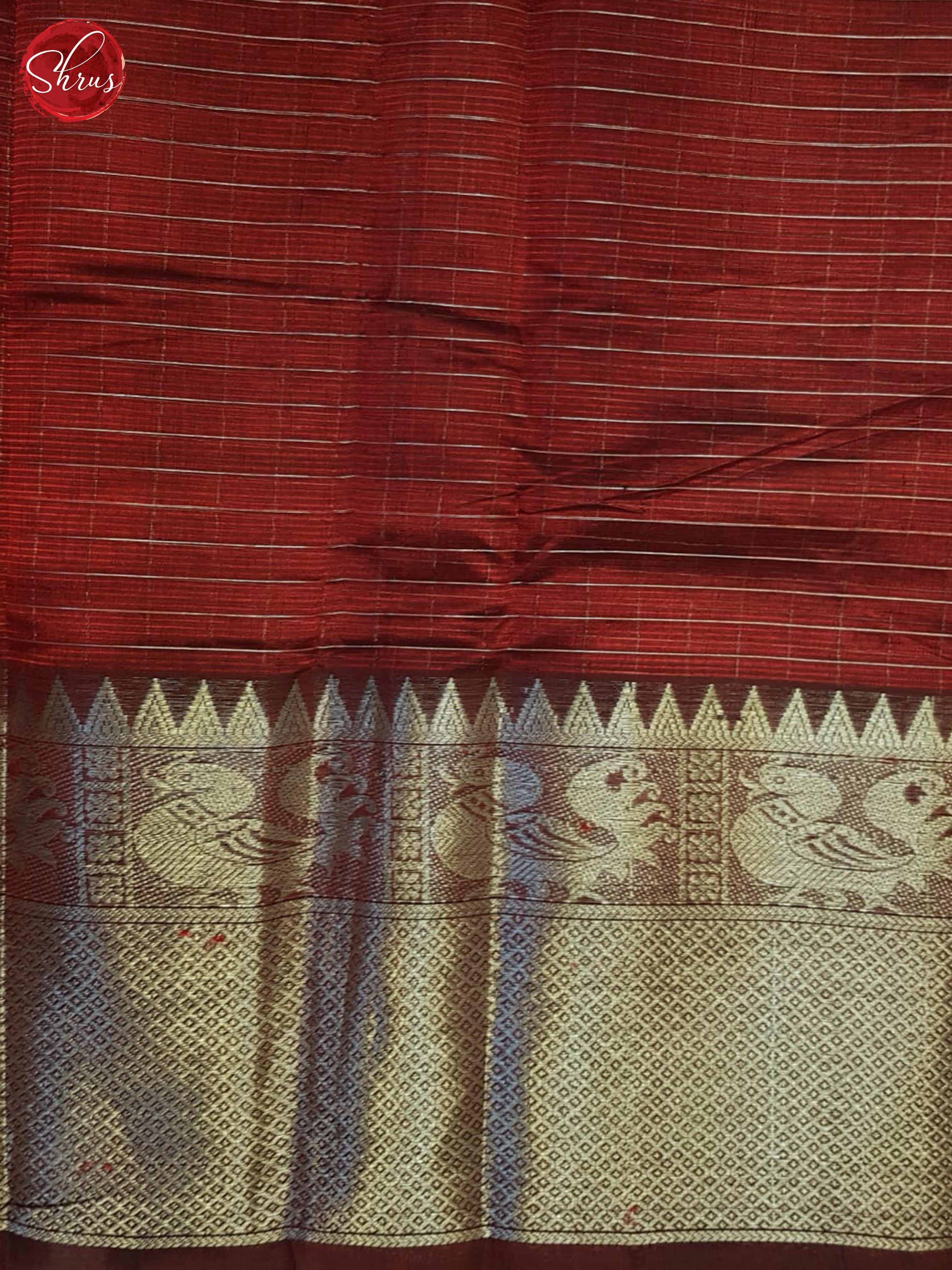 Red(Single Tone)- Mangalagiri Silk Cotton Saree - Shop on ShrusEternity.com