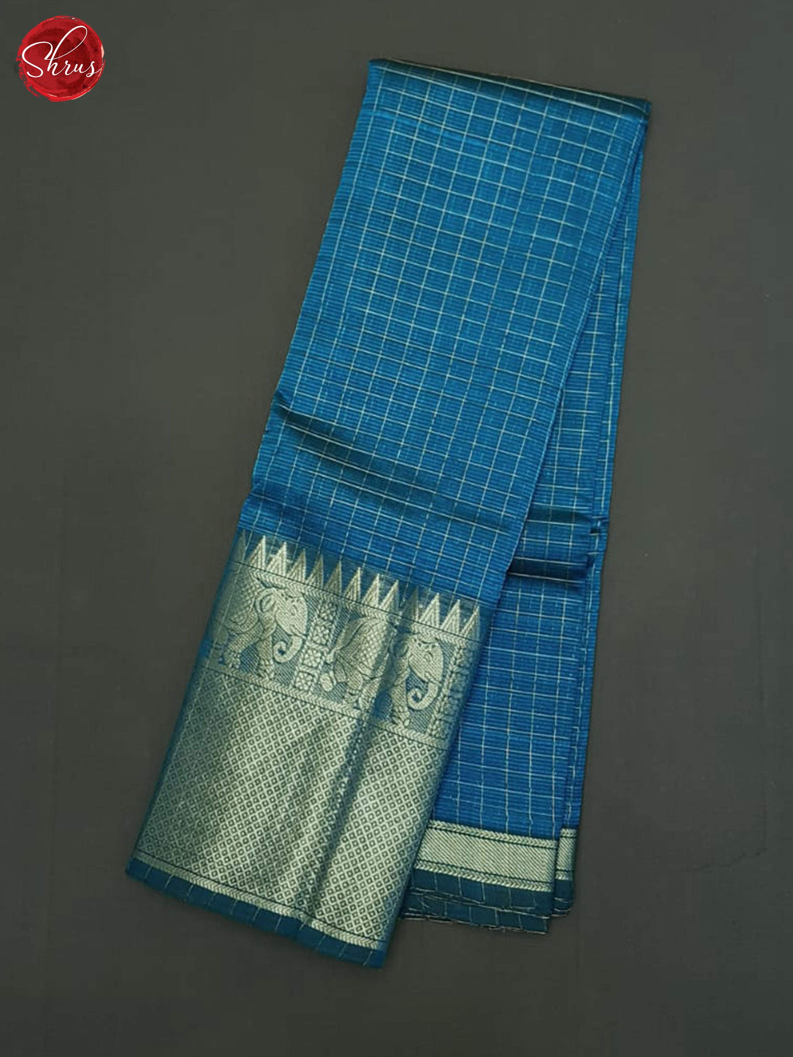 Blue(Single Tone)-Mangalagiri Silk Cotton Saree - Shop on ShrusEternity.com