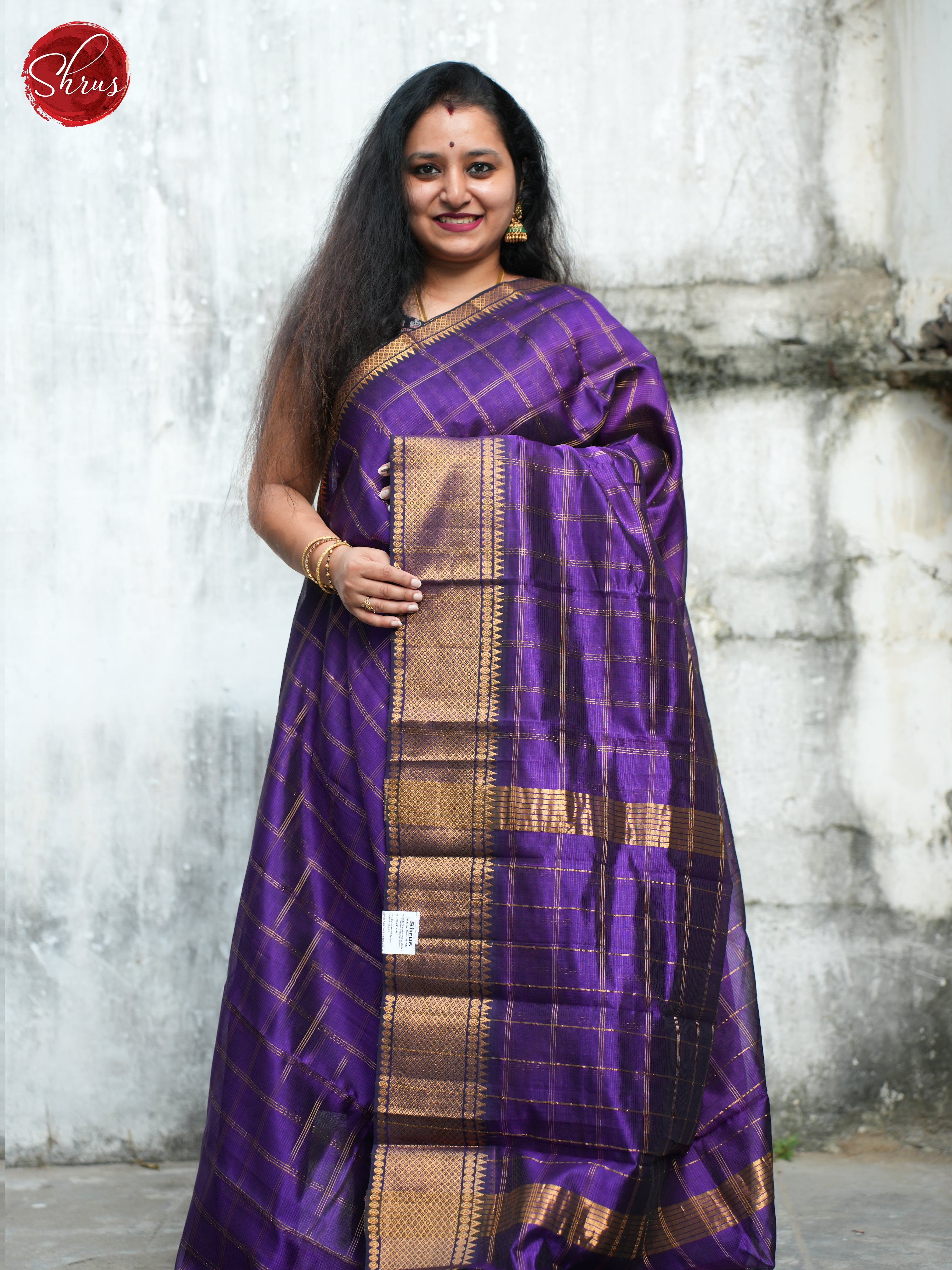 Purple(Single tone)- Mangalagiri Silk Cotton Saree - Shop on ShrusEternity.com