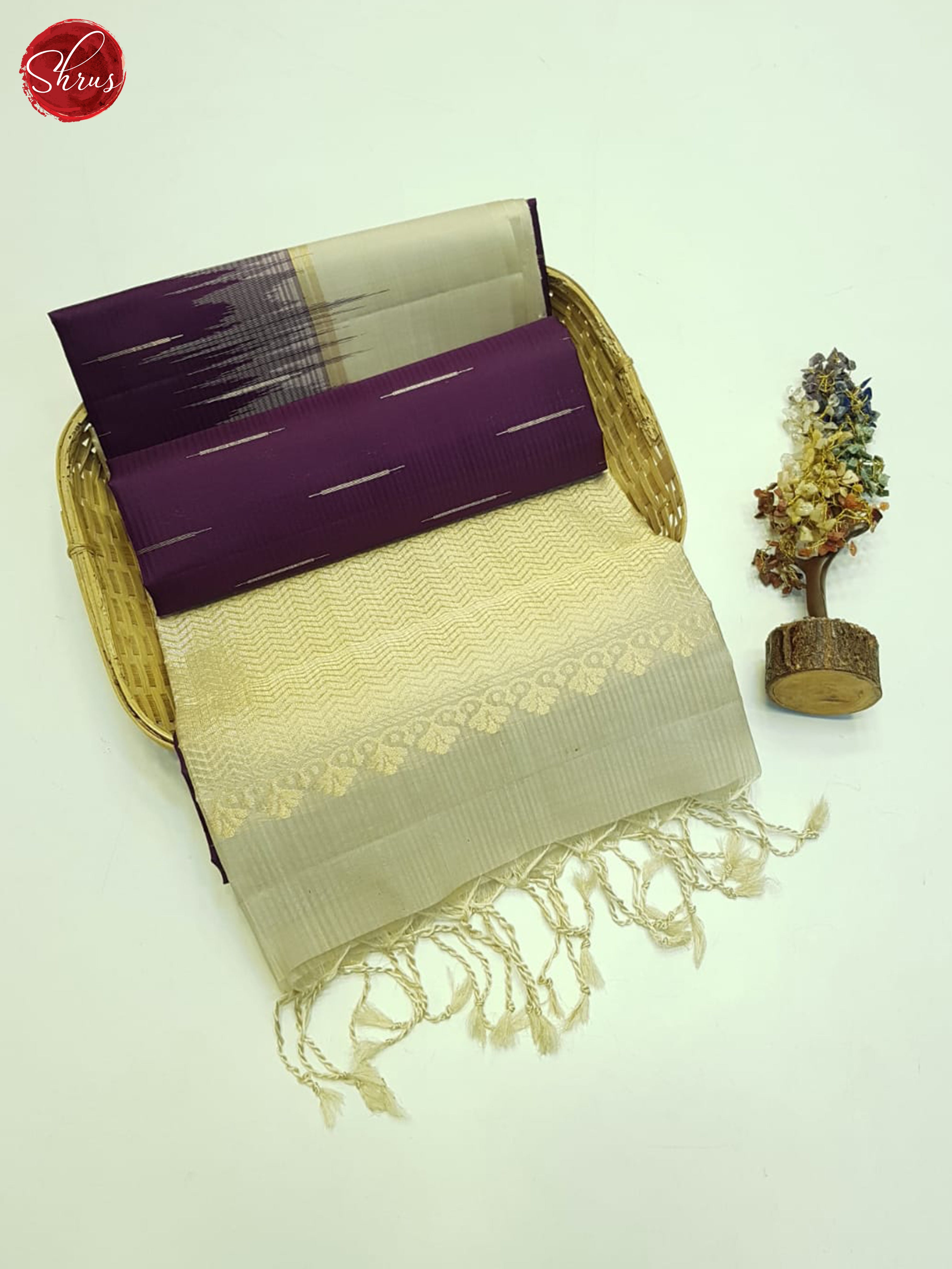 Wine And Grey- Soft Silk Saree - Shop on ShrusEternity.com