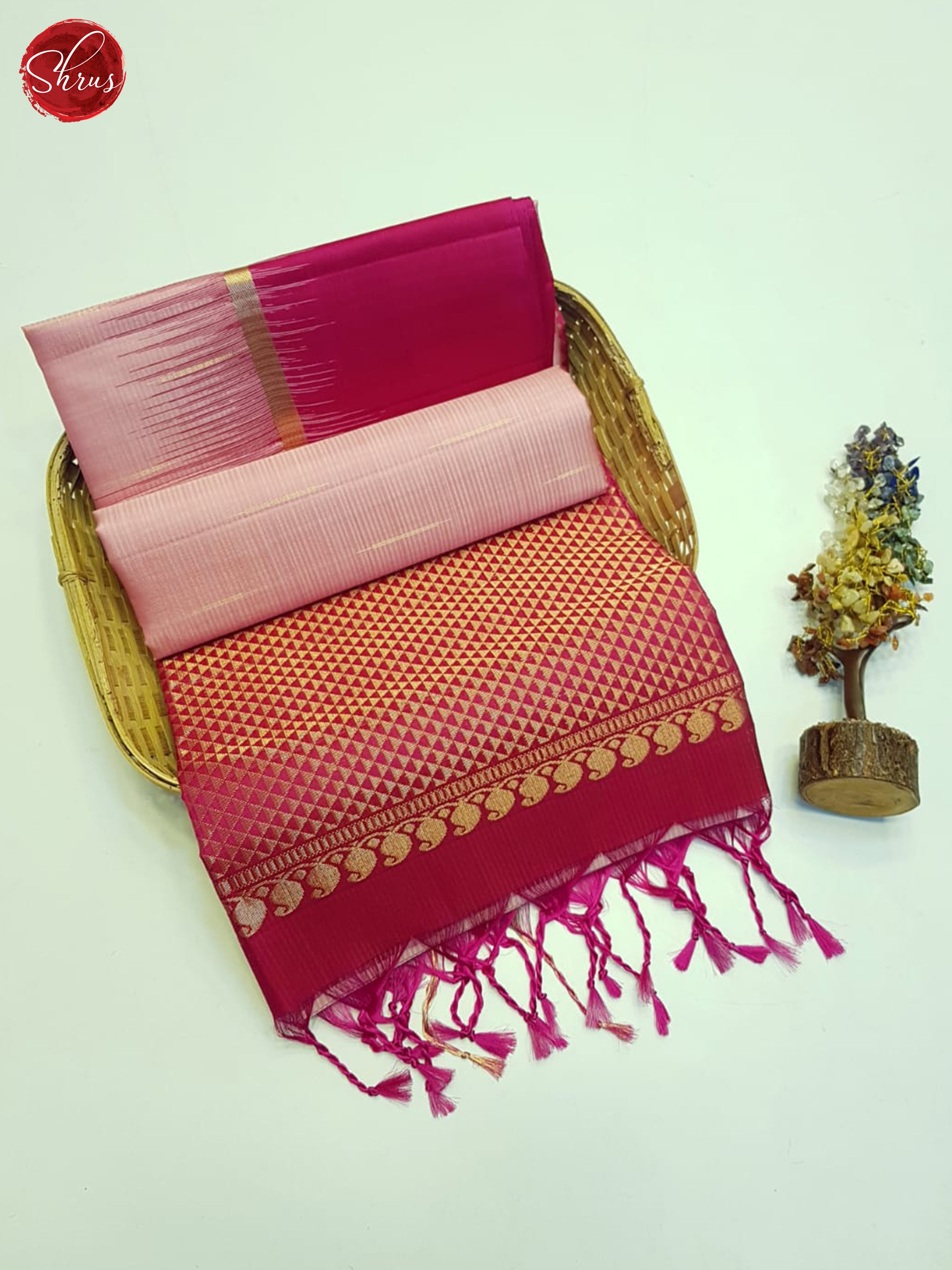 Baby Pink & Pink - Soft Silk  Saree - Shop on ShrusEternity.com