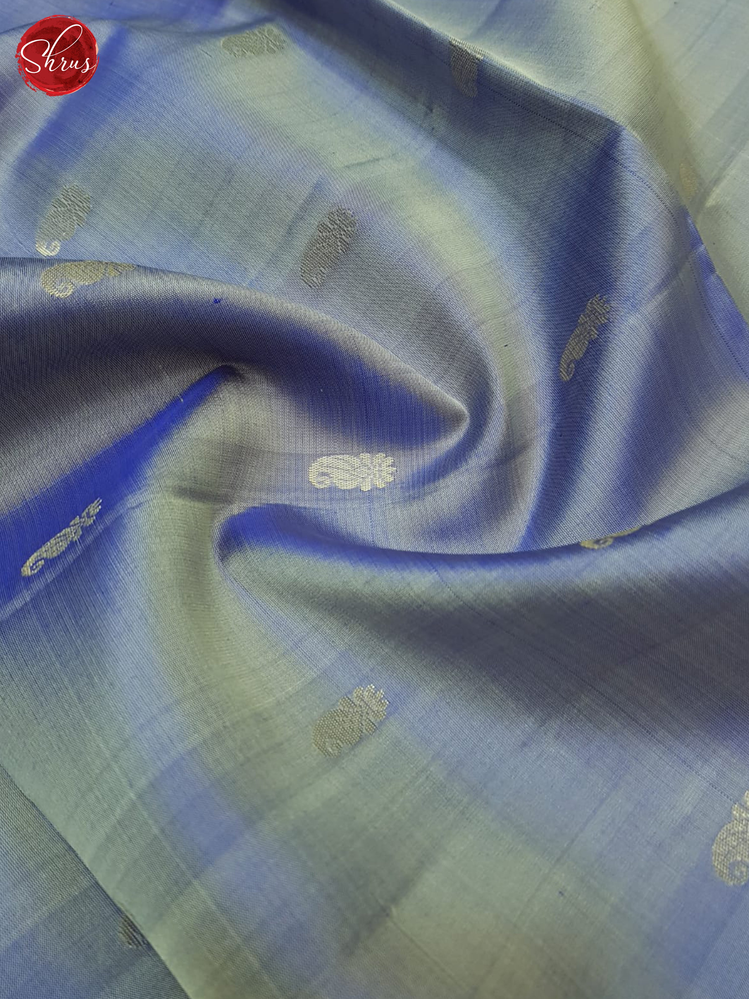 Bluish Grey And Purple- Soft Silk Saree - Shop on ShrusEternity.com