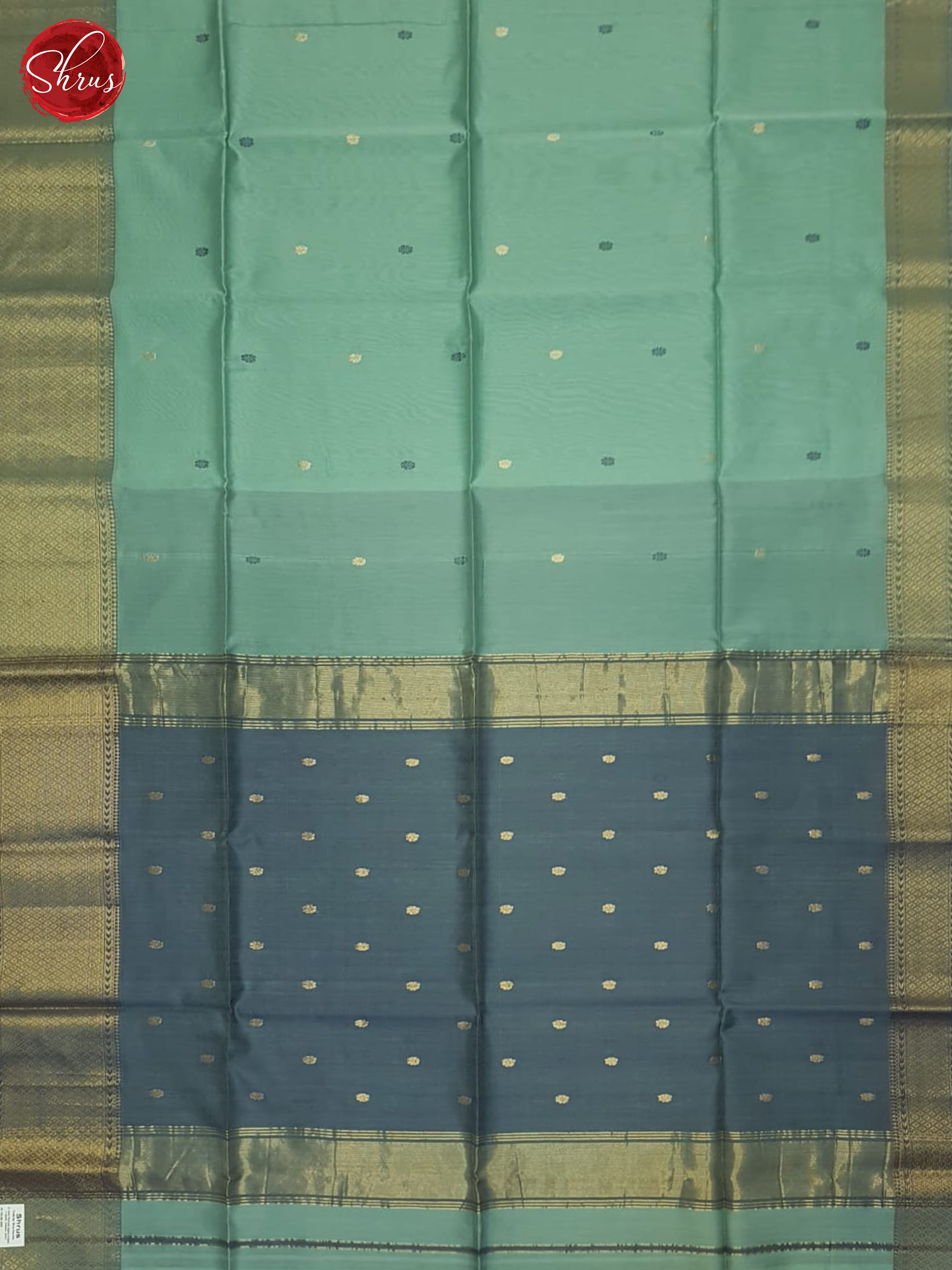 Pastel Green And Grey- Maheshwari Silk Cotton saree - Shop on ShrusEternity.com
