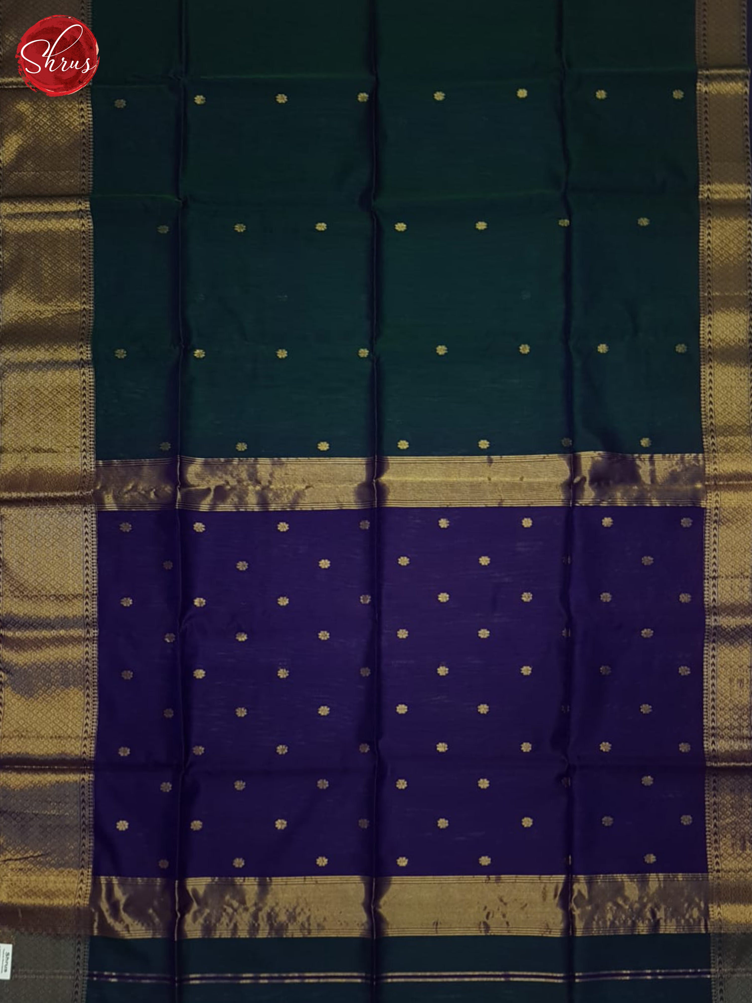 Green And Purple- Maheshwari Silk Cotton saree - Shop on ShrusEternity.com