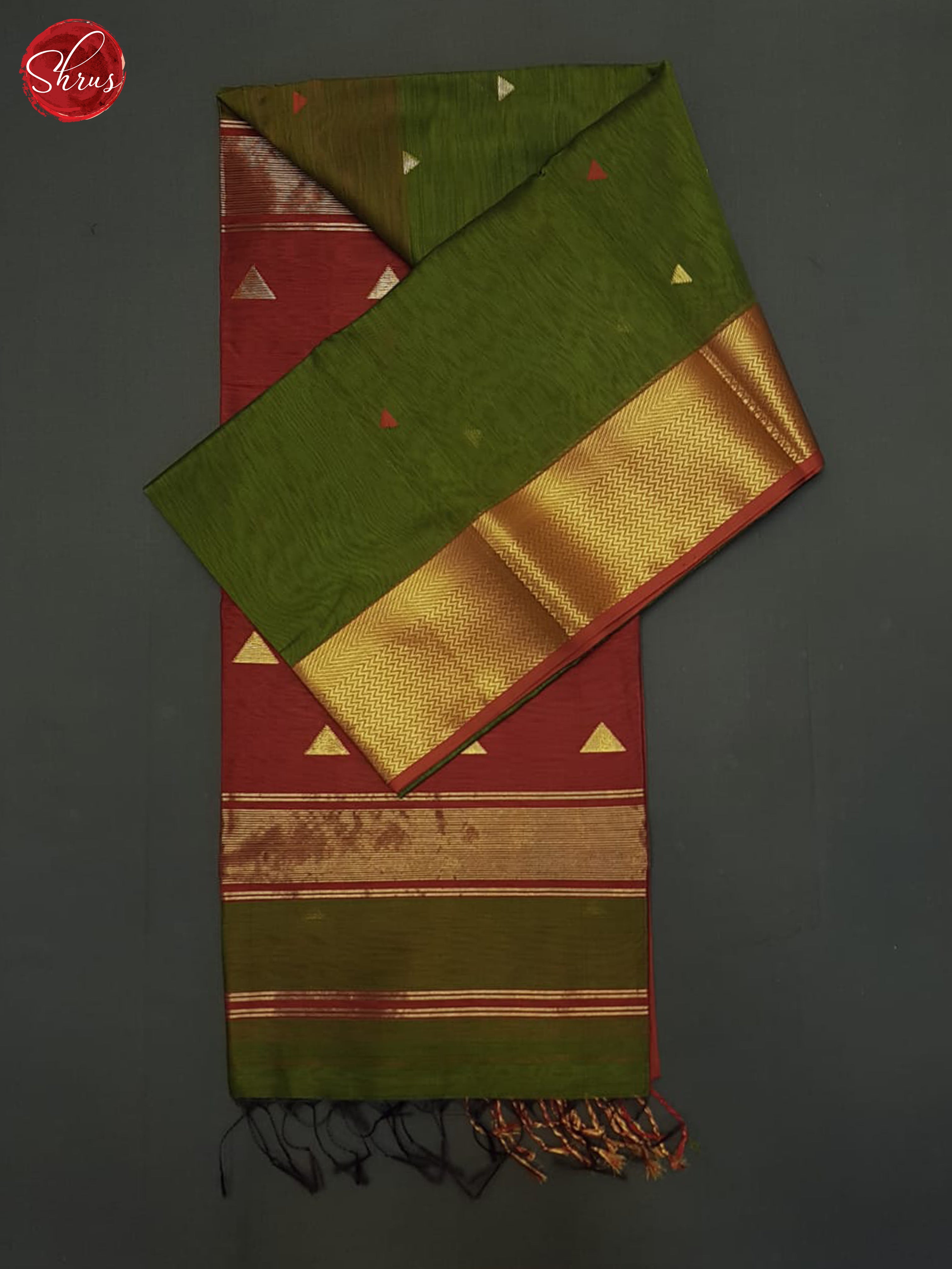 Green And Red- Maheshwari Silk Cotton Saree - Shop on ShrusEternity.com