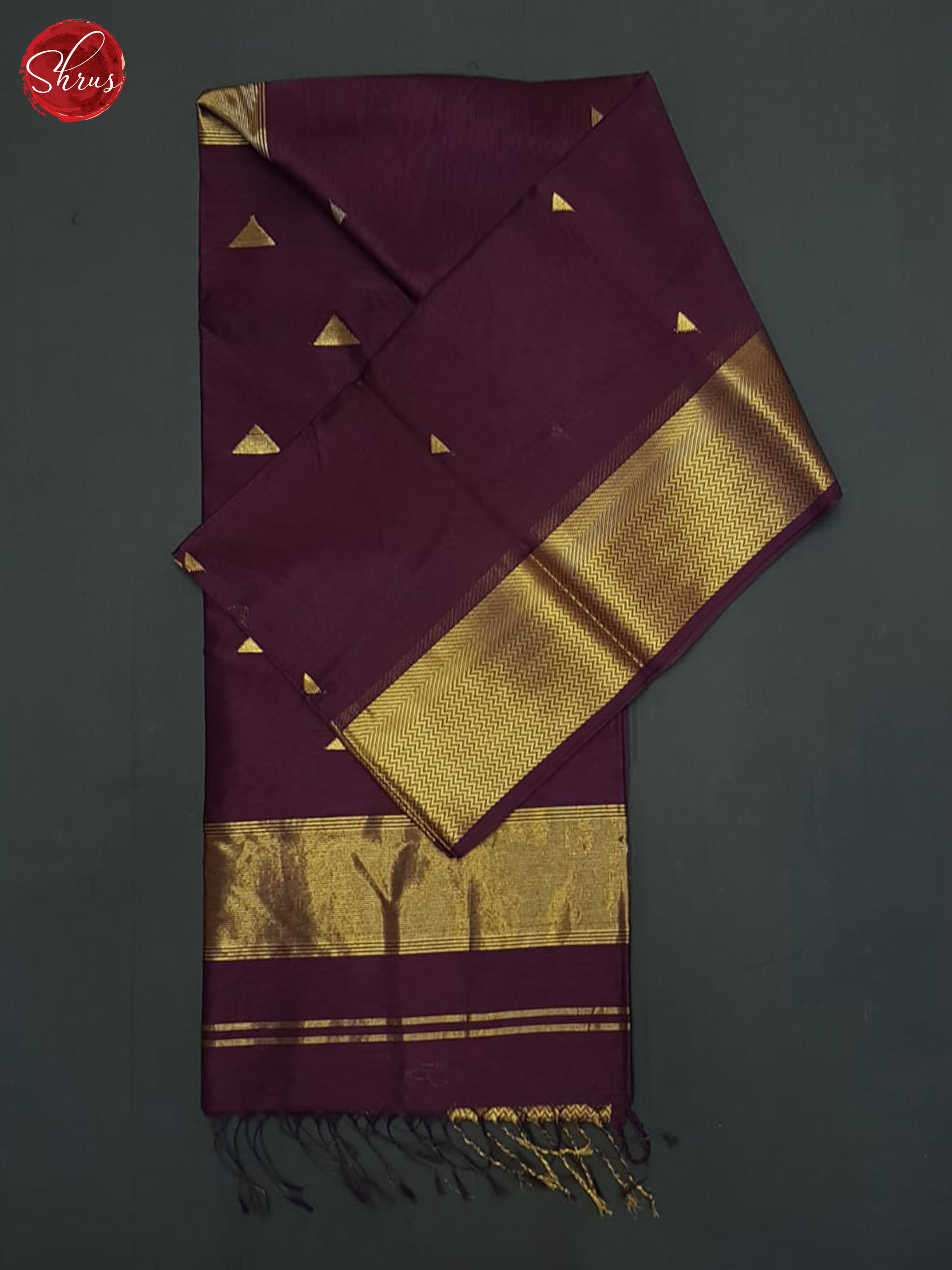 Deep Wine(Single Tone)- Maheshwari Silk Cotton Saree - Shop on ShrusEternity.com