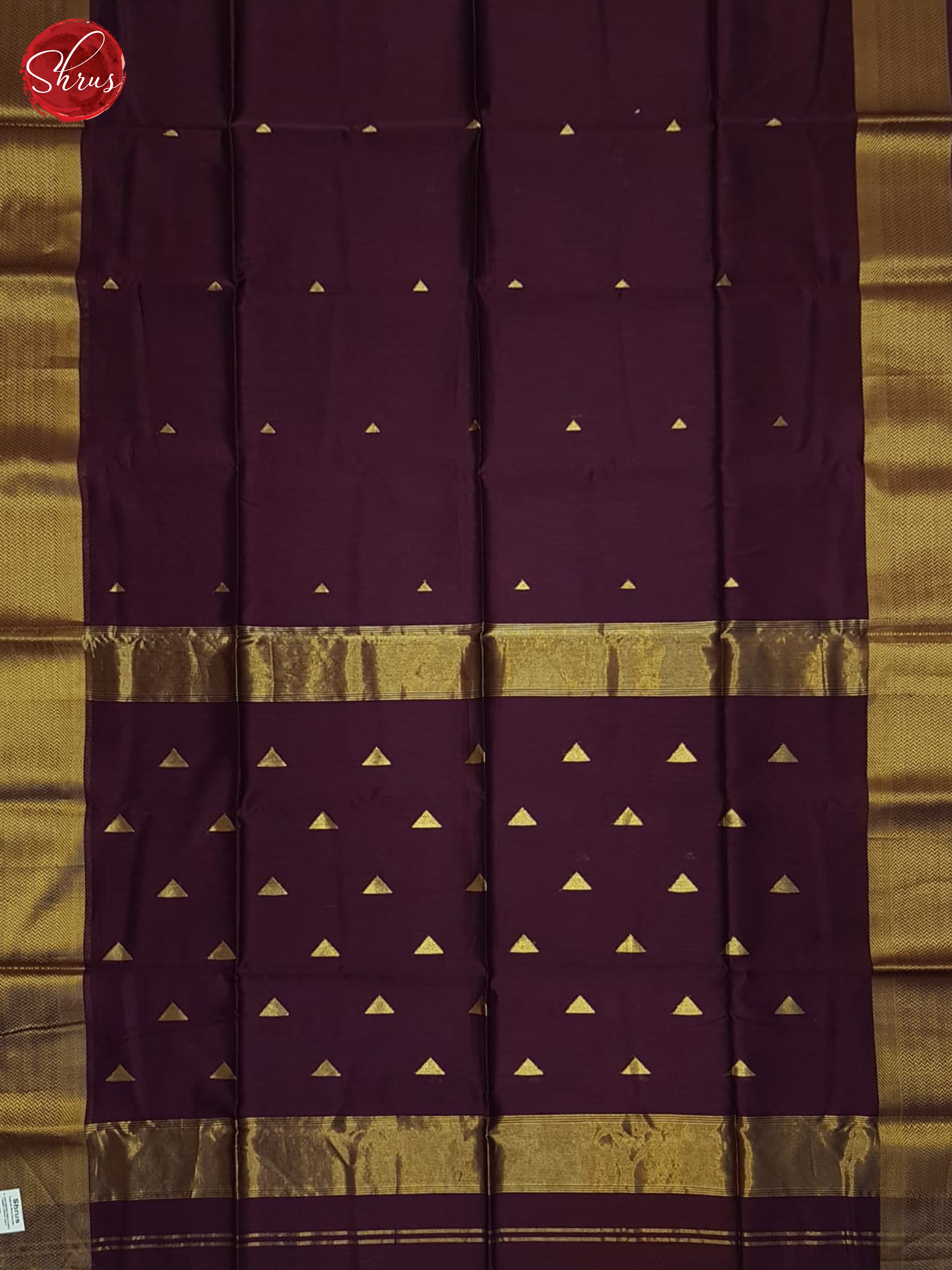 Deep Wine(Single Tone)- Maheshwari Silk Cotton Saree - Shop on ShrusEternity.com