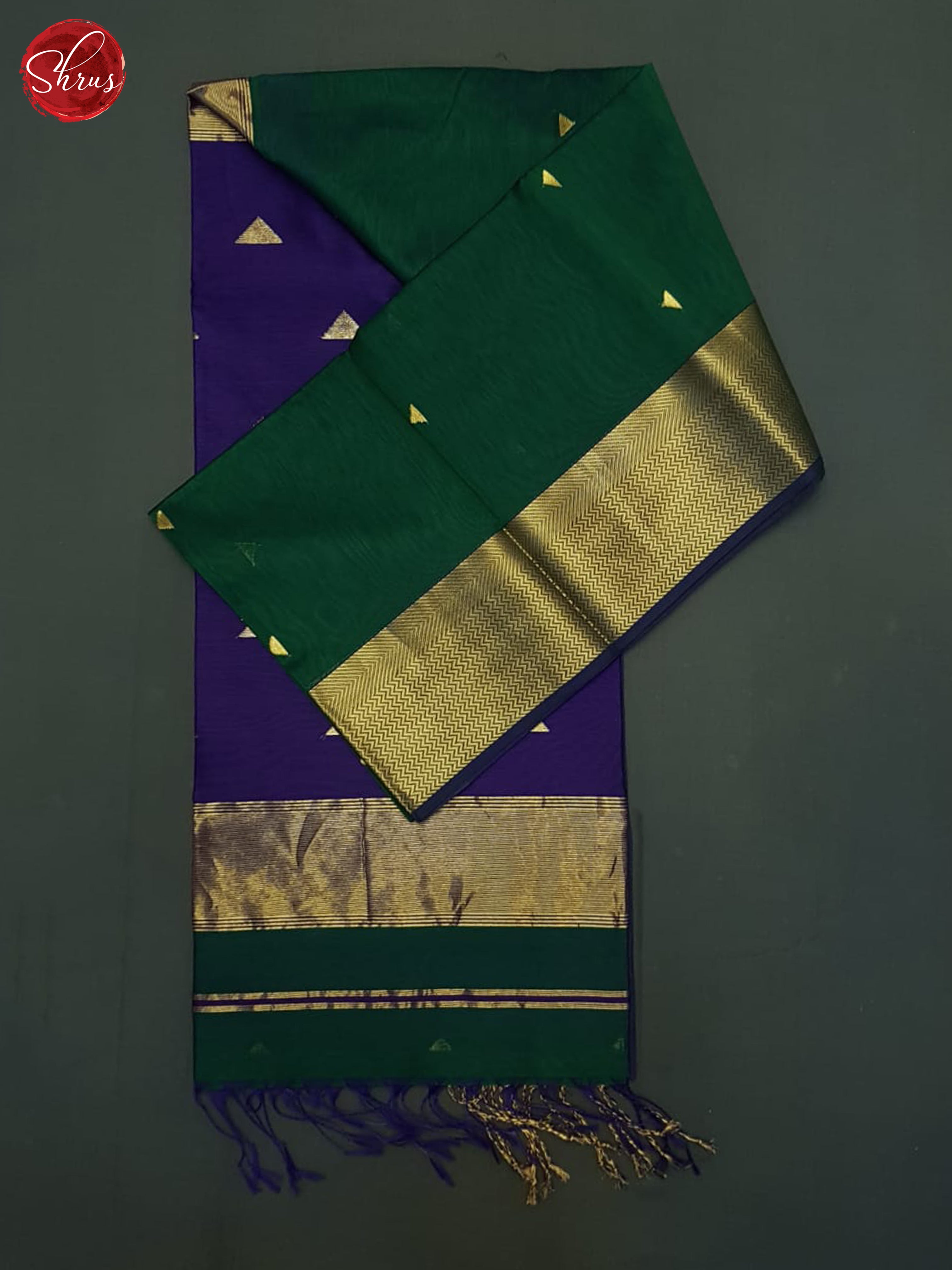 Green And Purple- Maheshwari Silk Cotton Saree - Shop on ShrusEternity.com