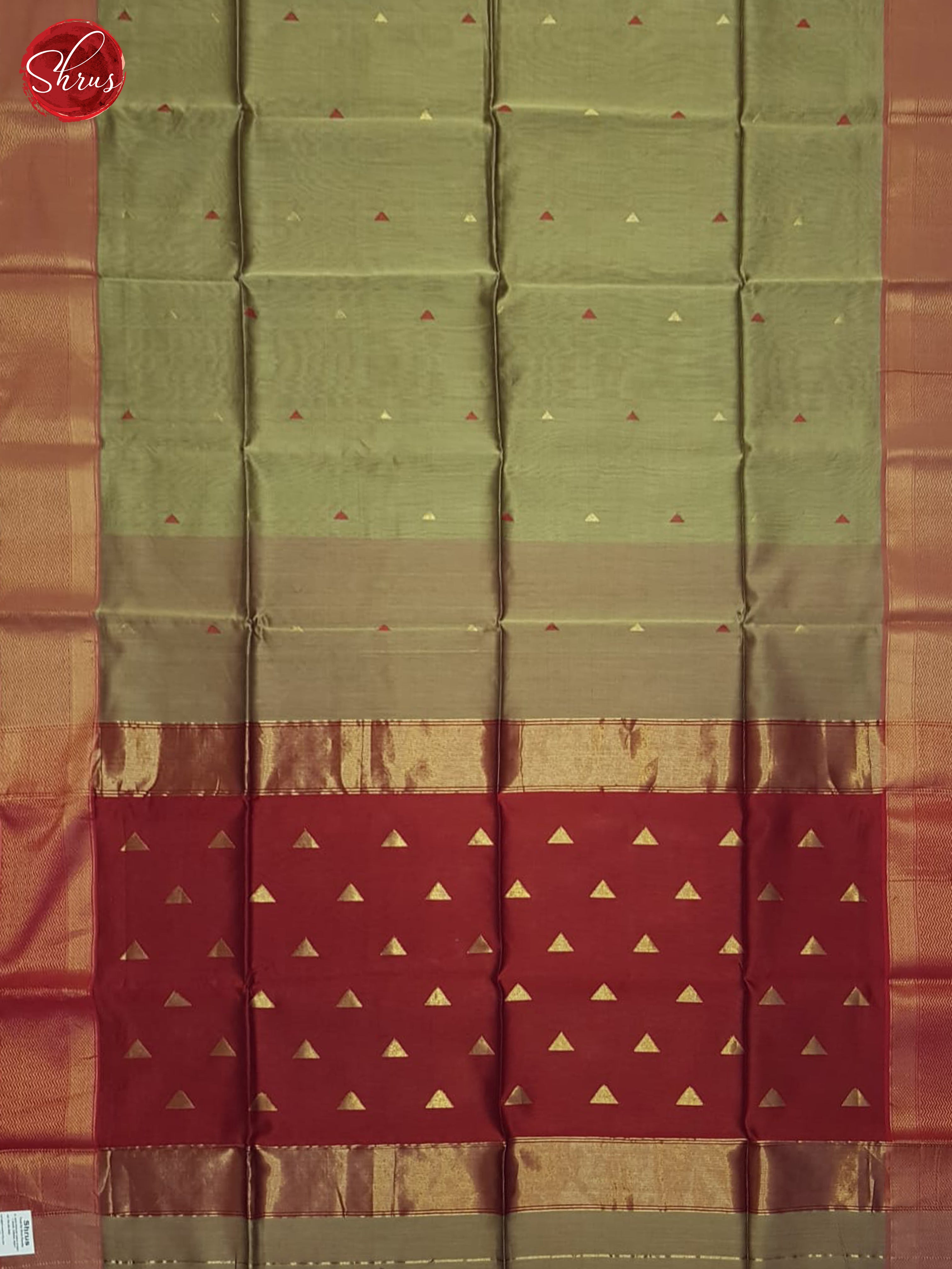 Grey And Red- Maheshwari Silk Cotton saree - Shop on ShrusEternity.com