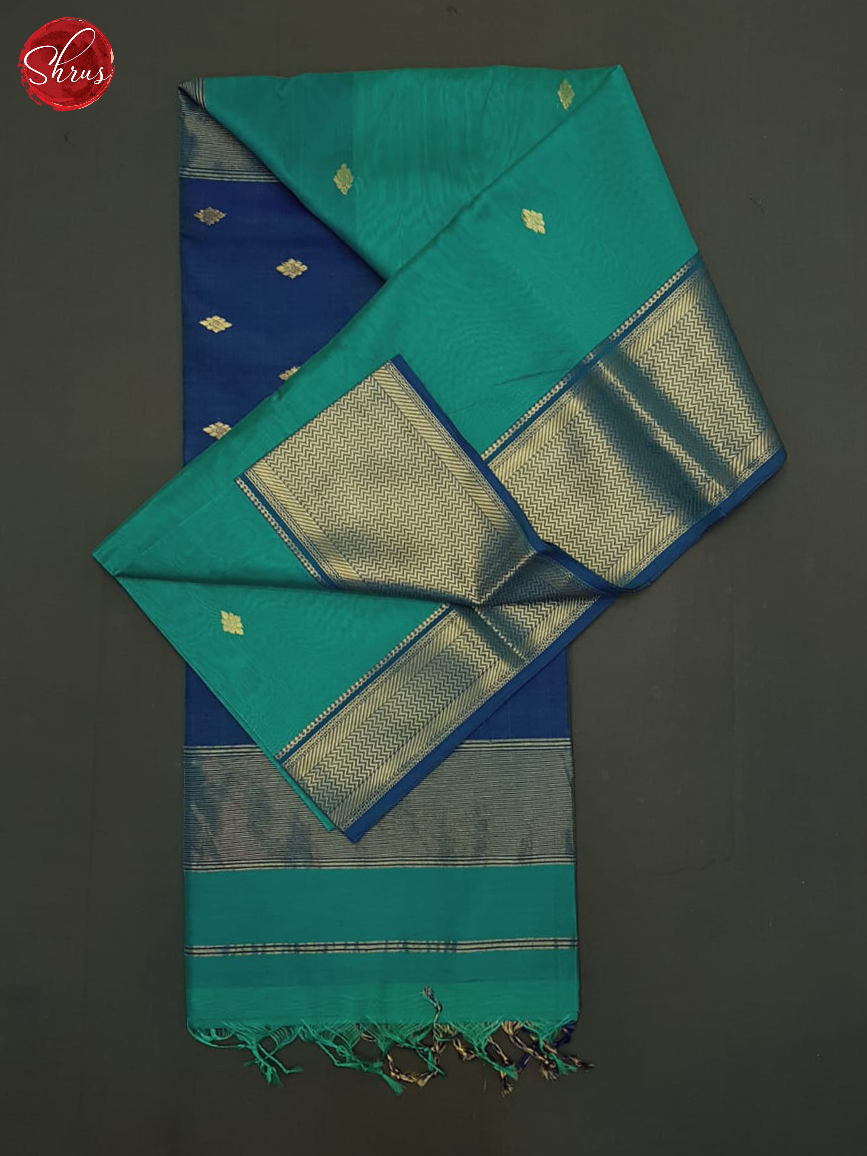 Teal & Blue- Maheshwari Silk Cotton Saree