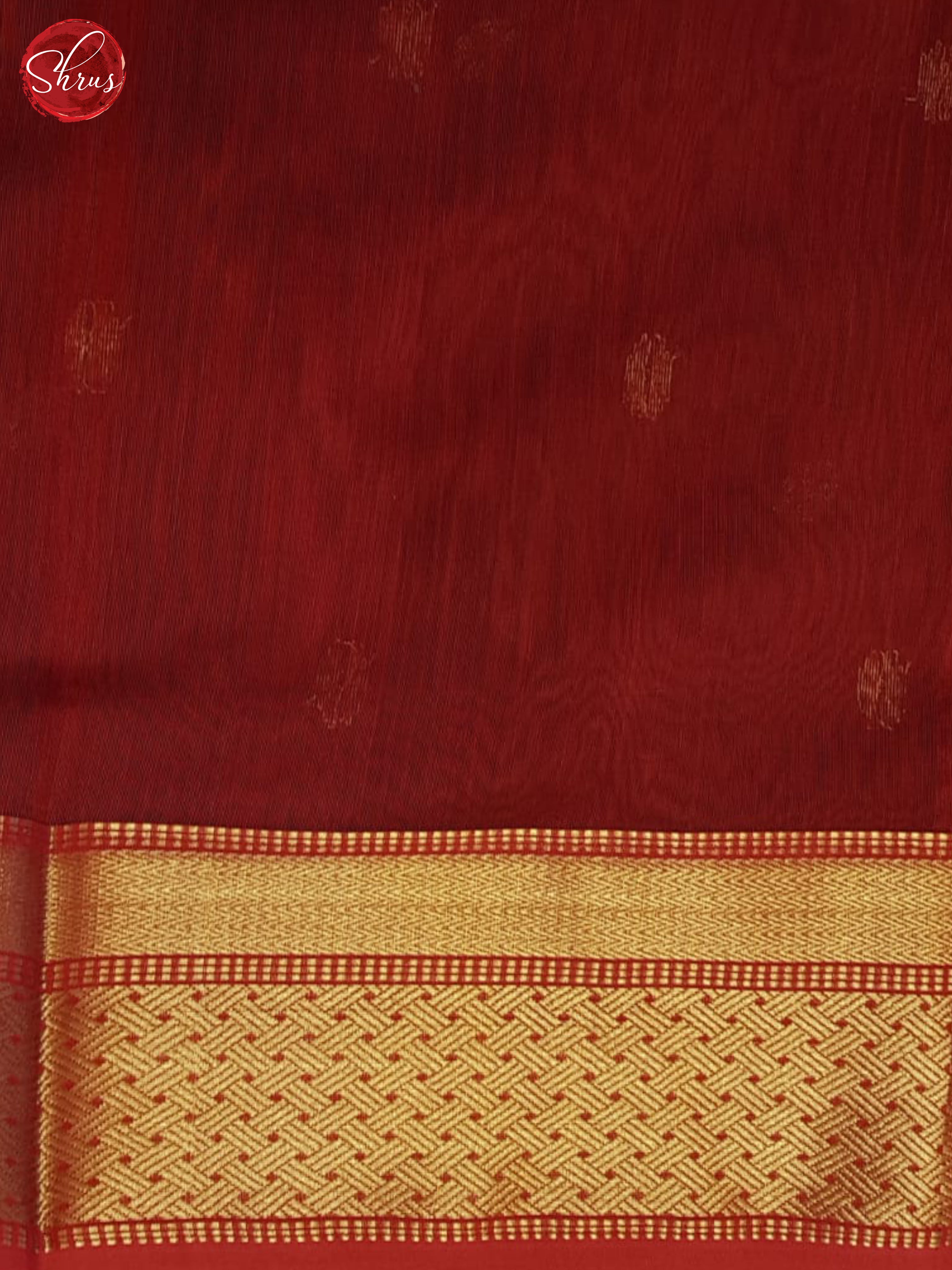 Grey & Red - Maheshwari Silk Cotton Saree - Shop on ShrusEternity.com