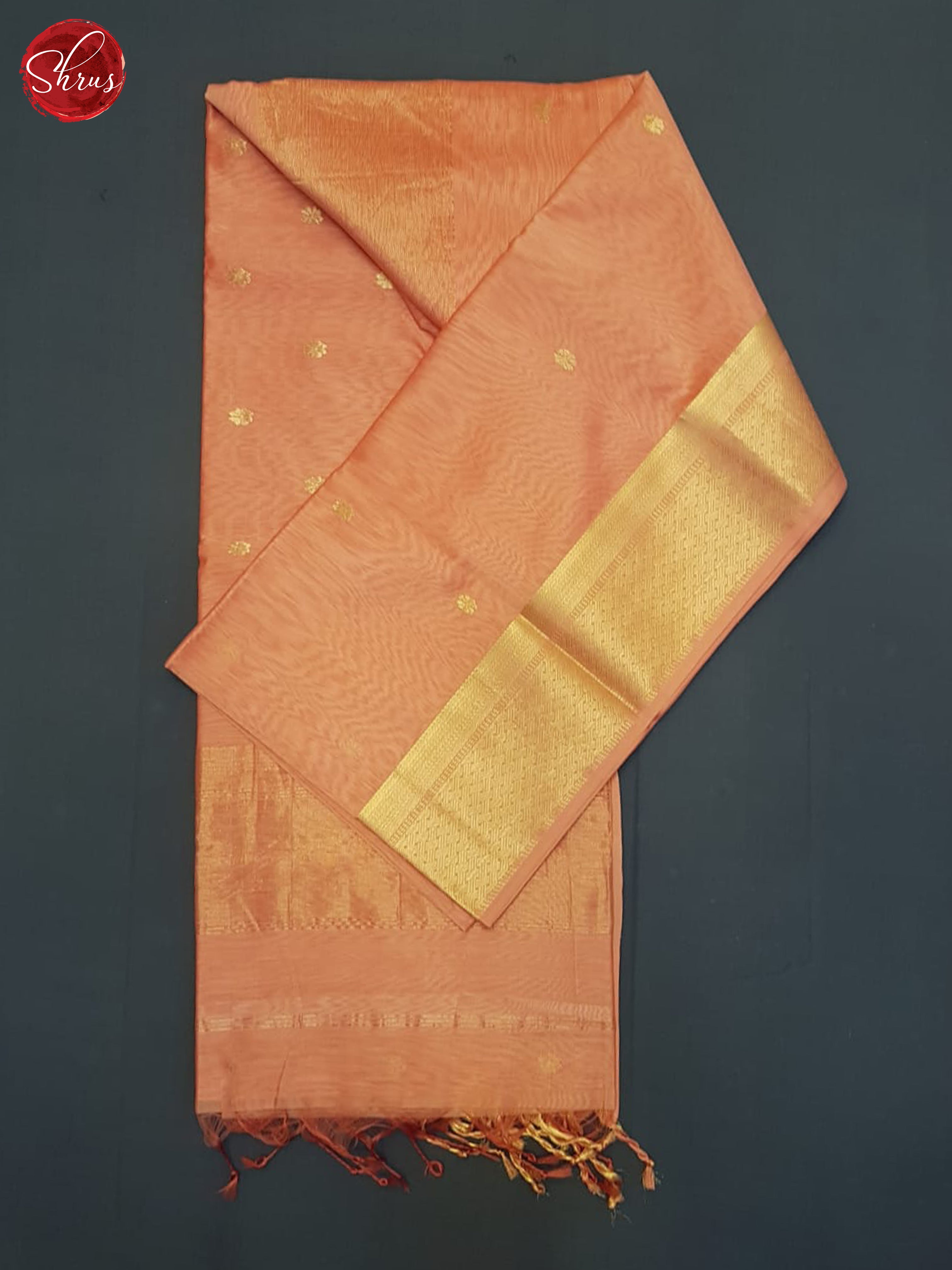 Peach(Single Tone)- Maheshwari Silk Cotton Saree - Shop on ShrusEternity.com