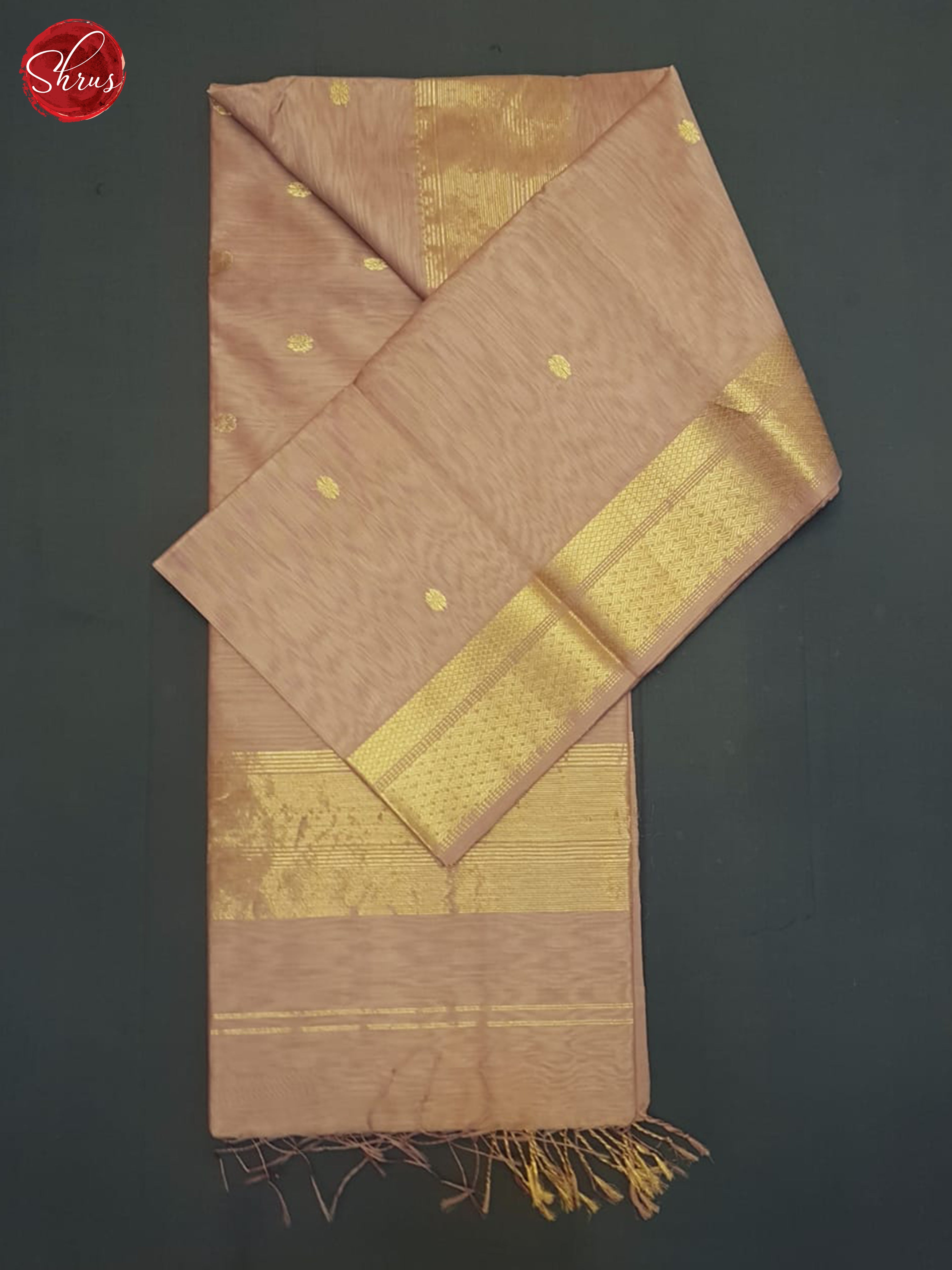 Dusty Brown(Single Tone)- Maheshwari Silk Cotton Saree - Shop on ShrusEternity.com