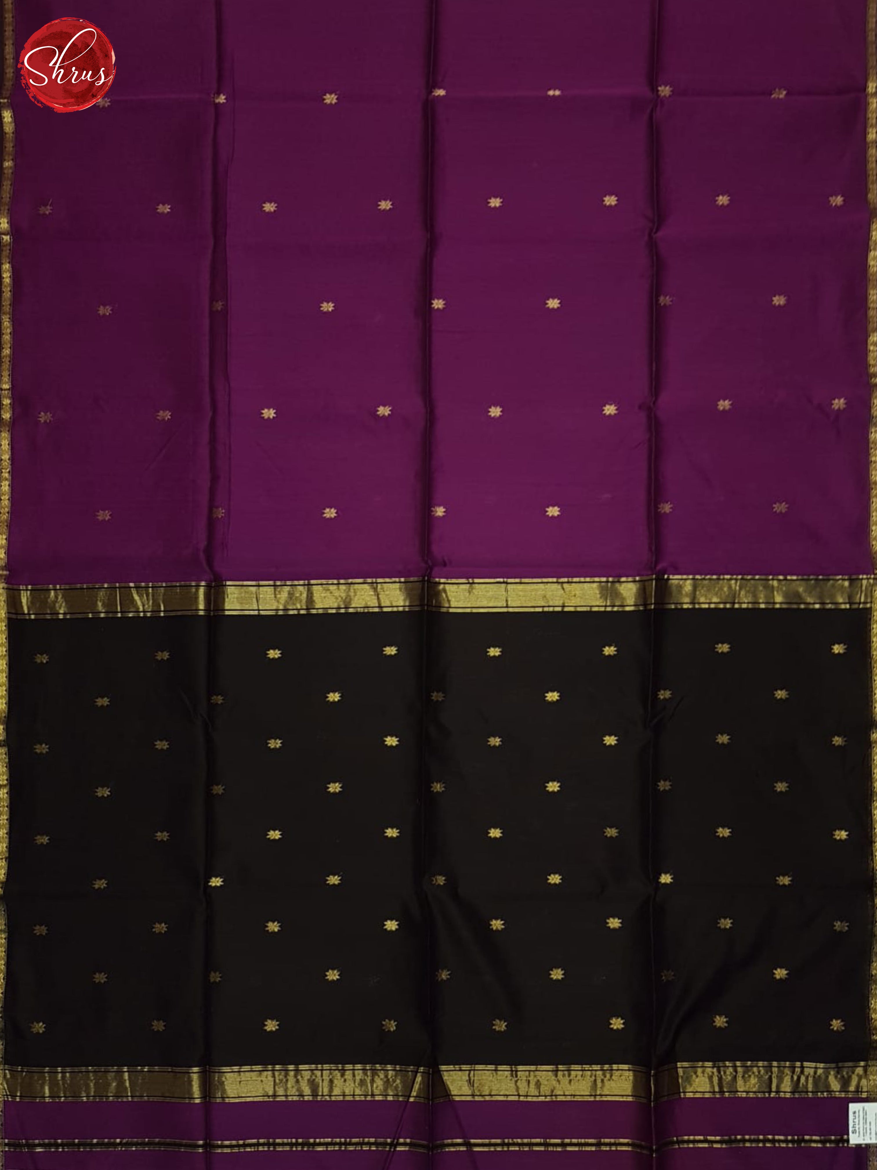 Vadamalli And Black- Maheshwari Silk Cotton Saree - Shop on ShrusEternity.com