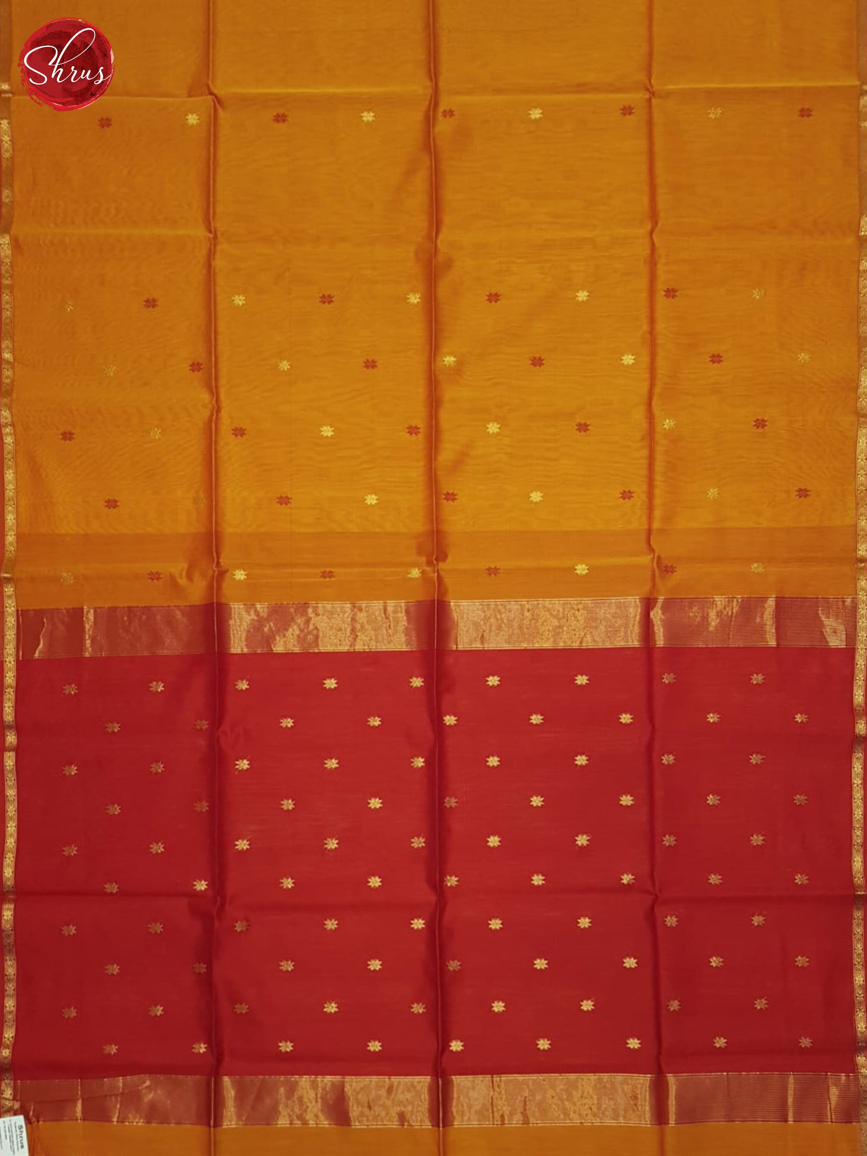 Fire Orange And Red- Maheshwari Silk Cotton Saree
