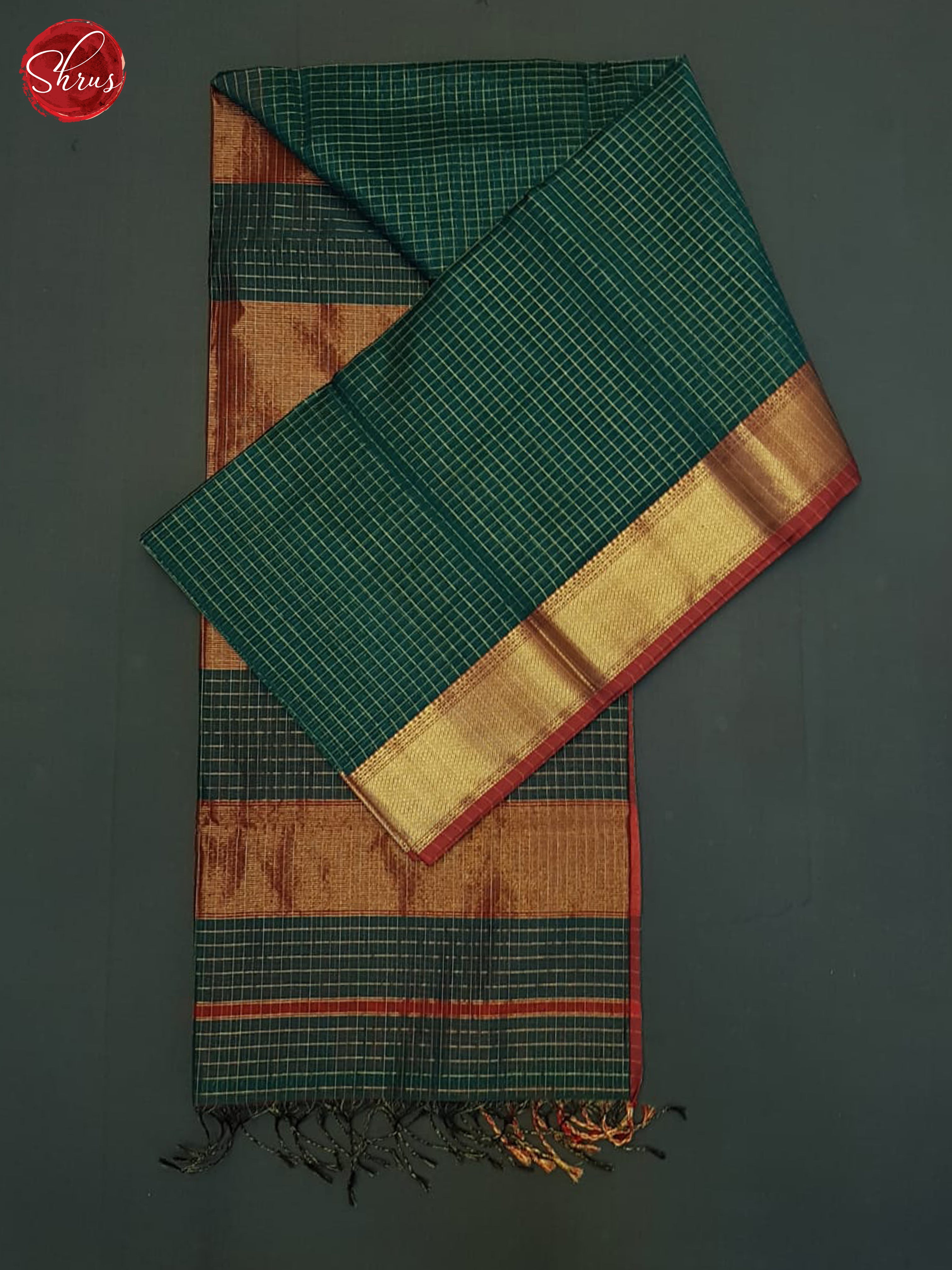 Green And Arakku Maroon- Maheshwari Silk Cotton Saree - Shop on ShrusEternity.com