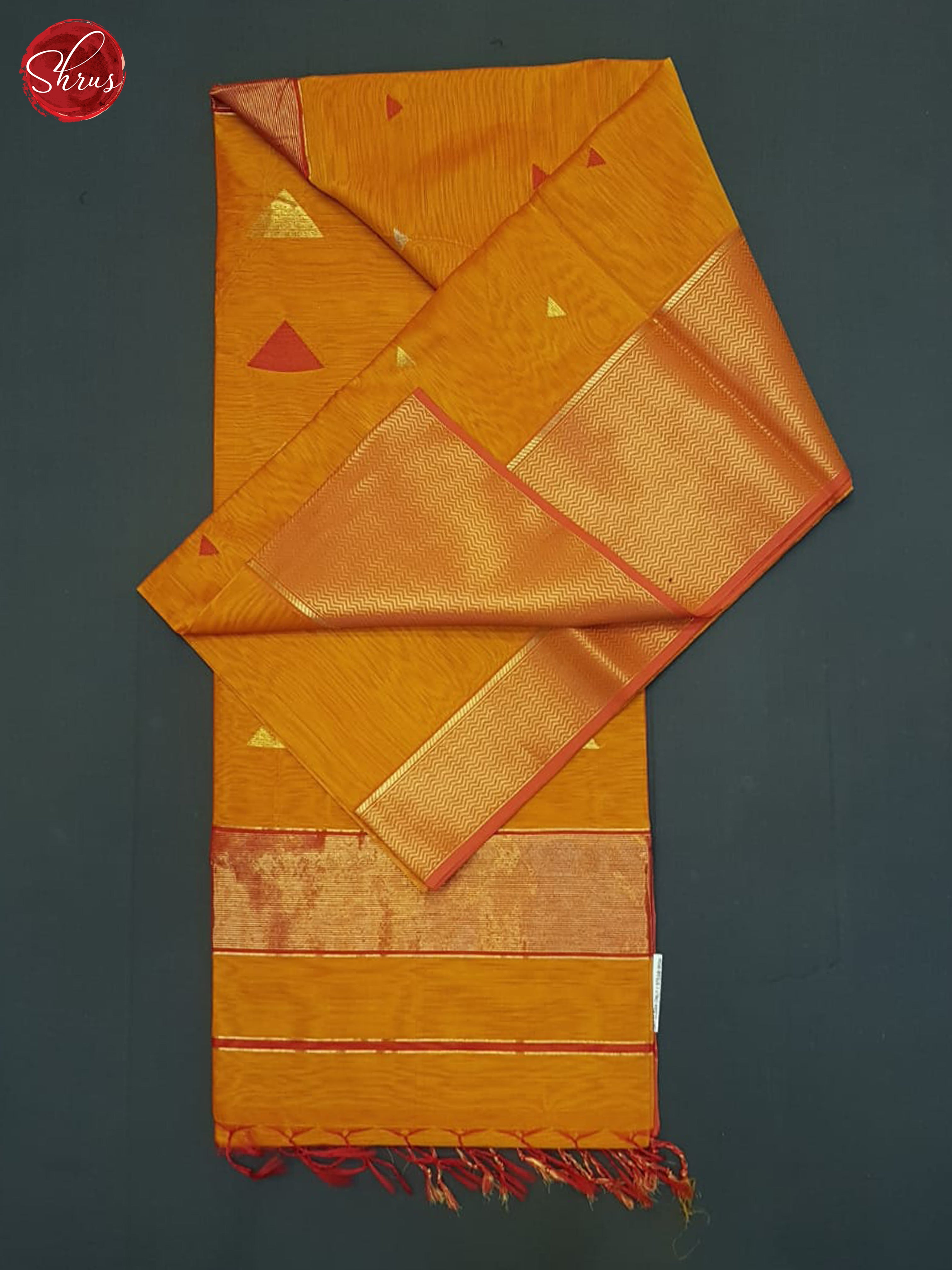 Orange(Single Tone)- Maheshwari Silk Cotton saree - Shop on ShrusEternity.com