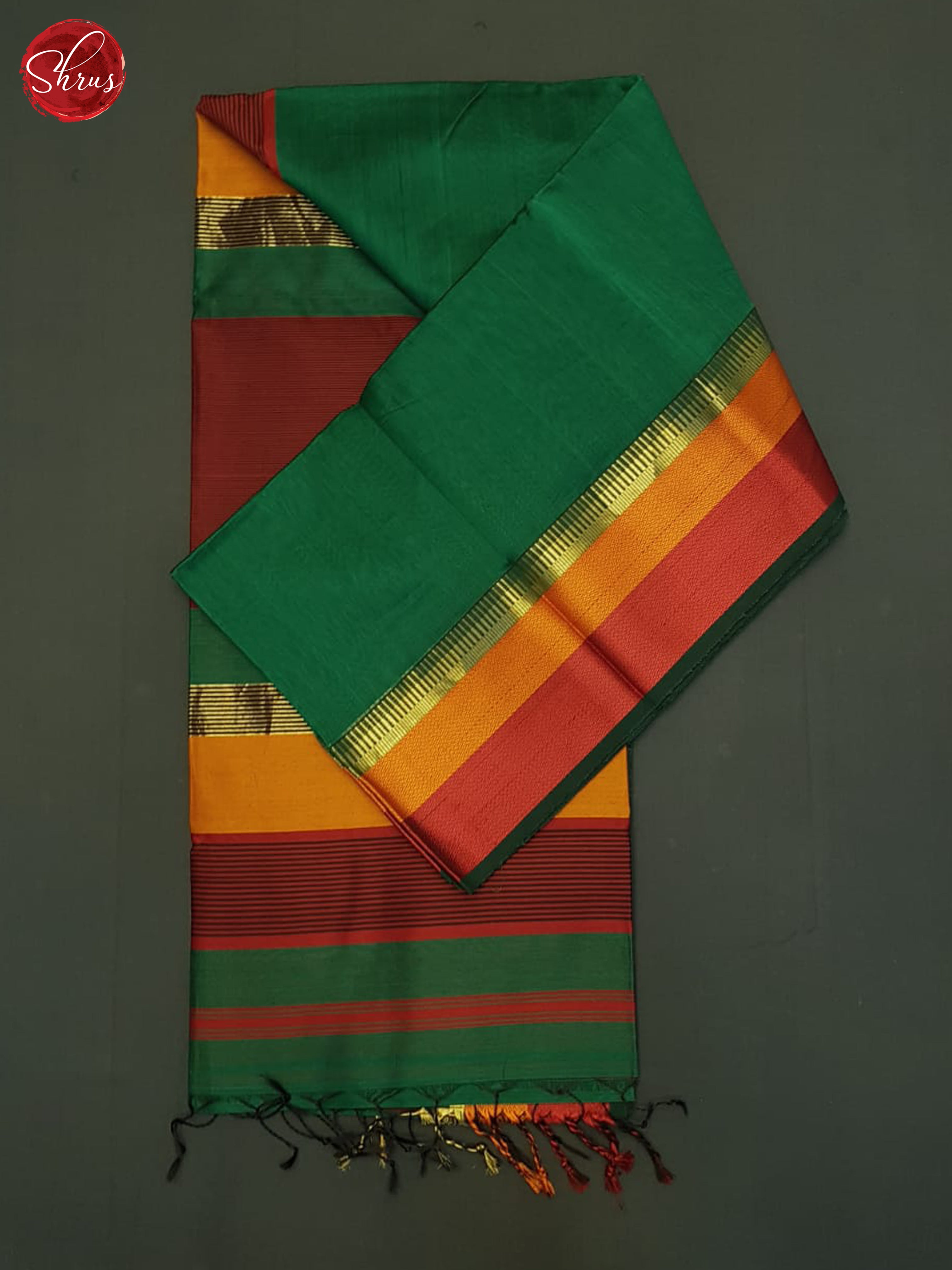 Green And Araku Maroon- Maheshwari Silk Cotton Saree - Shop on ShrusEternity.com