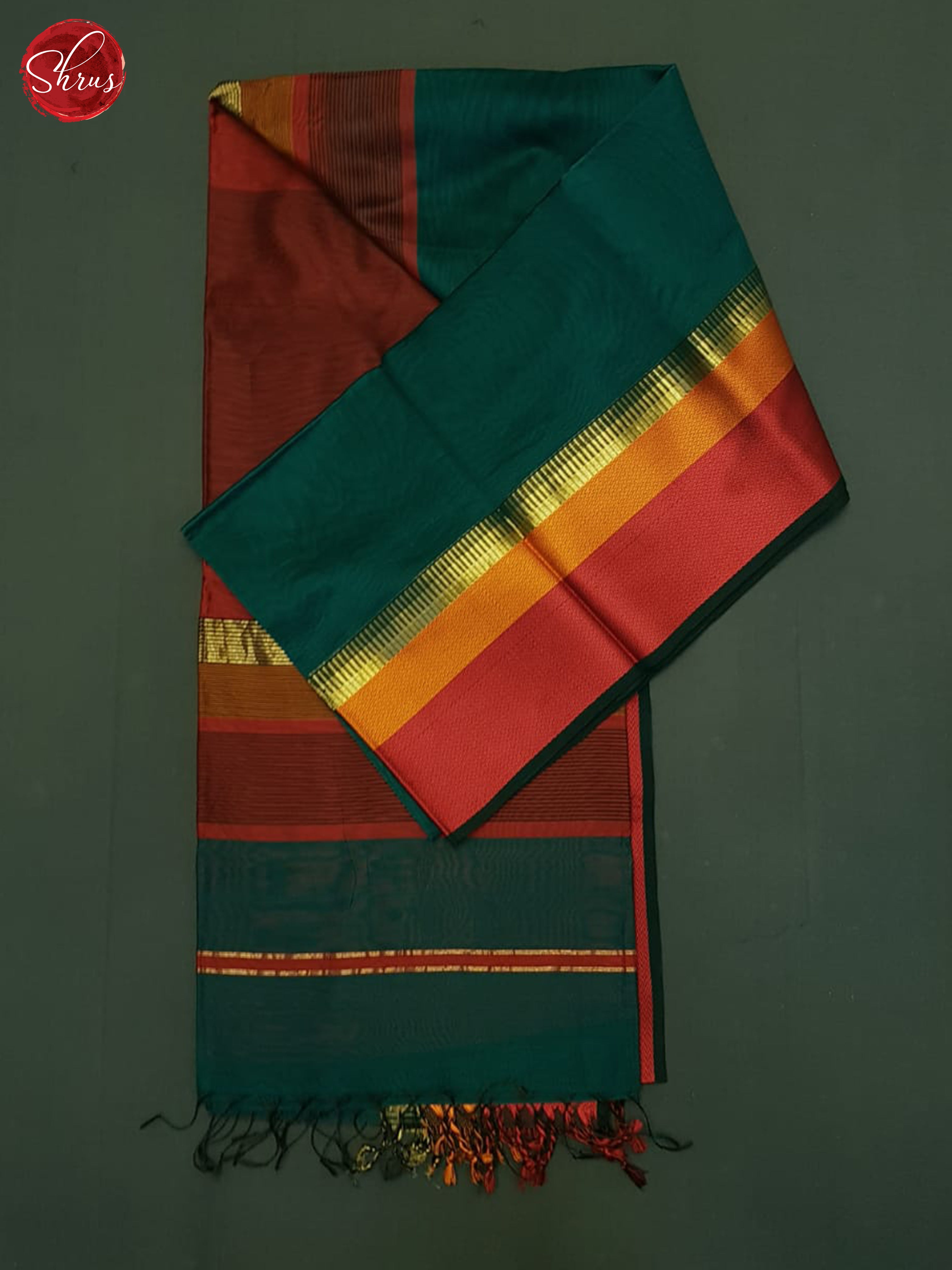 Green And Araku Maroon- Maheshwari Silk Cotton Saree - Shop on ShrusEternity.com