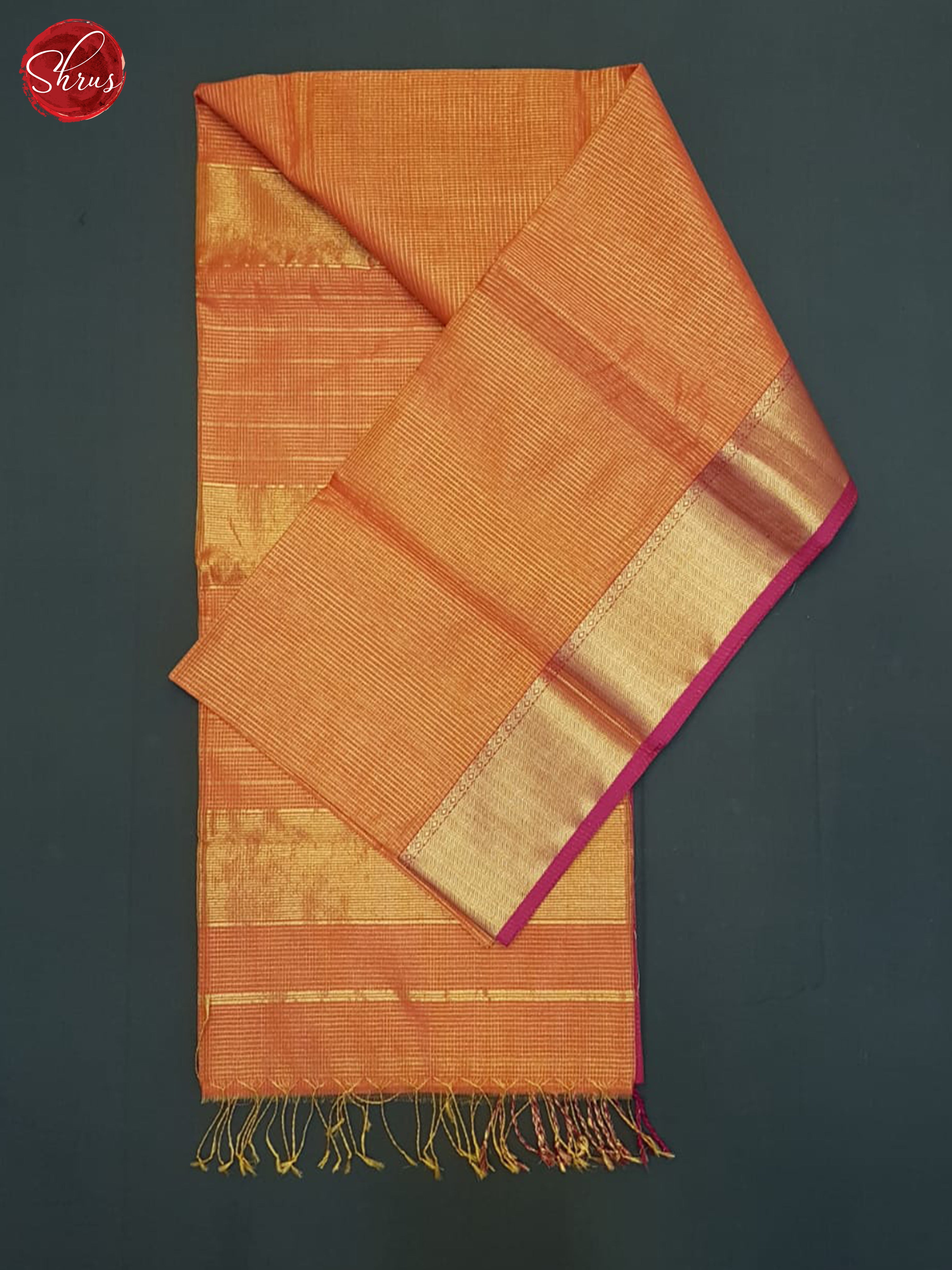 Brick Orange(Single Tone)- Maheshwari Silk Cotton Saree - Shop on ShrusEternity.com