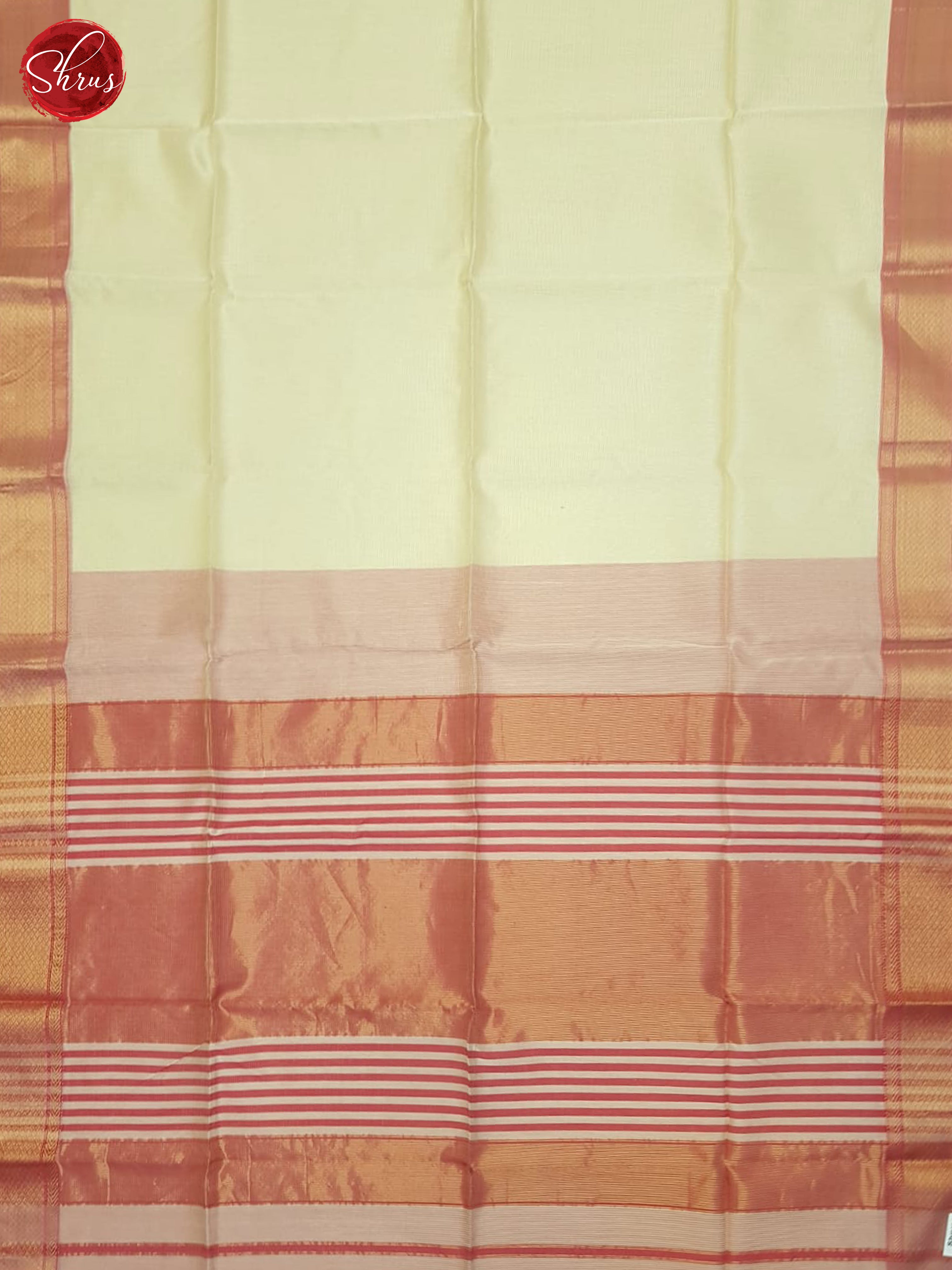 Cream & Red- Maheshwari Silk Cotton Saree - Shop on ShrusEternity.com