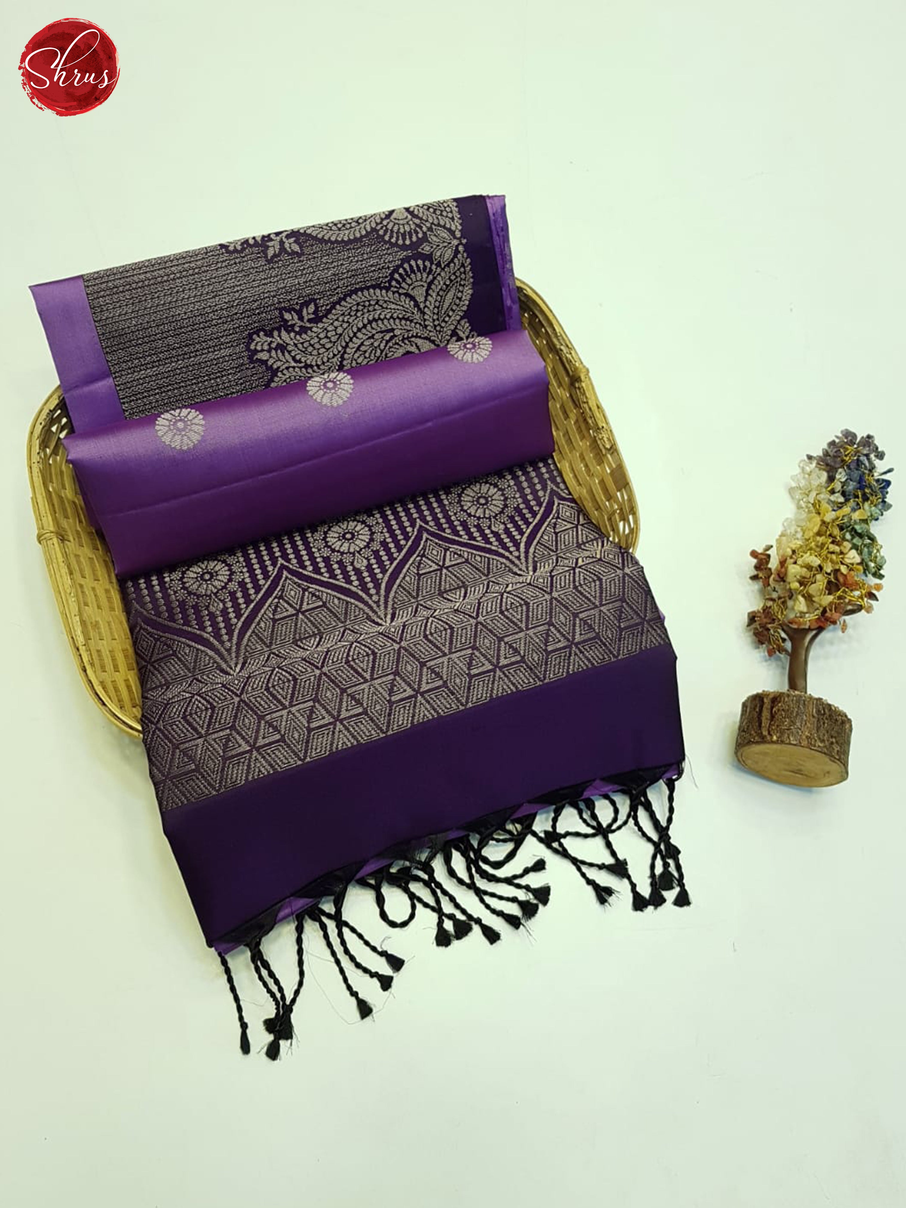 Lavender & Blue - Soft Silk Saree - Shop on ShrusEternity.com