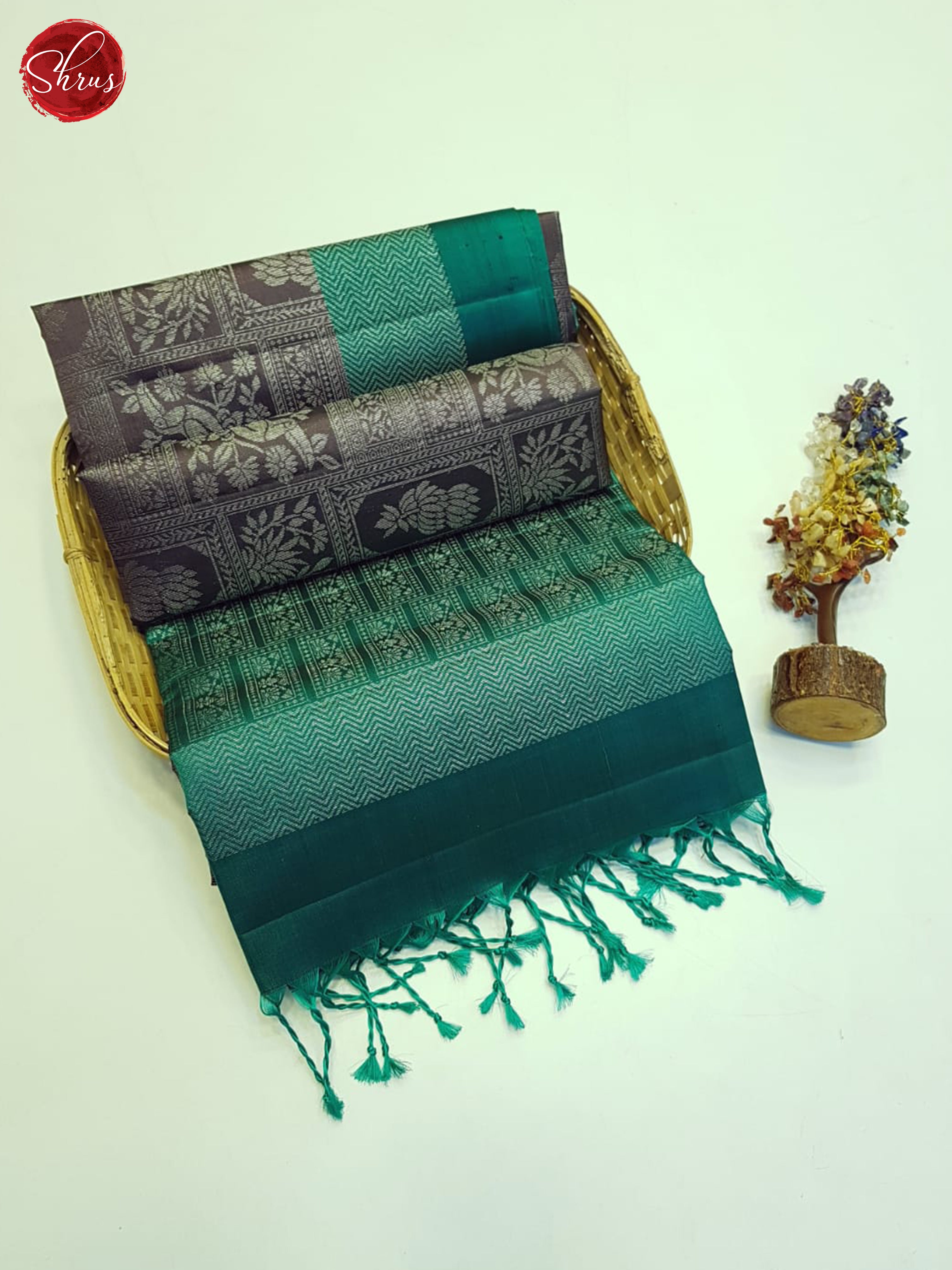 Dusty Lavender And Green- Soft Silk Saree - Shop on ShrusEternity.com