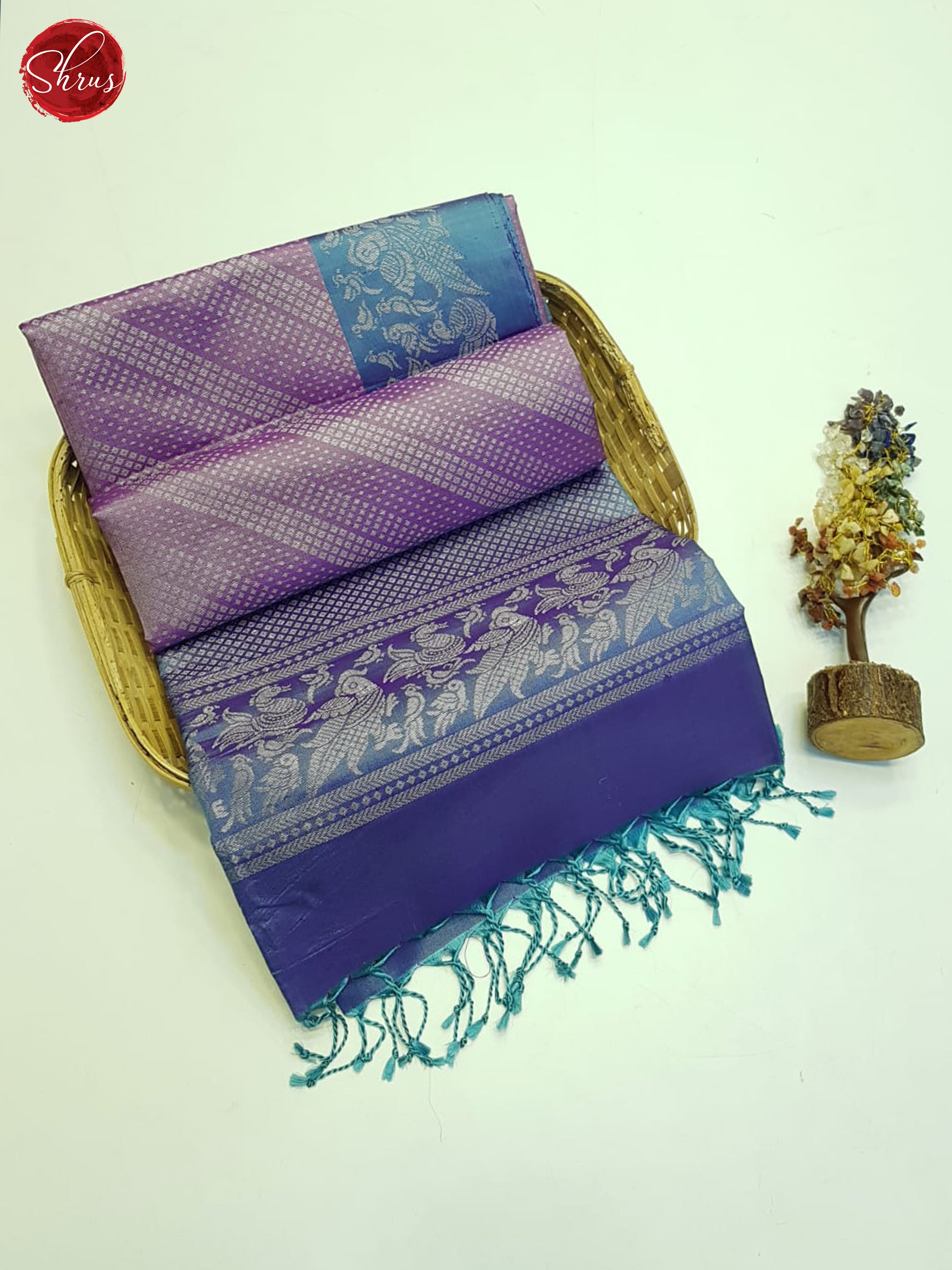 Lavender And Blue- soft Silk Saree - Shop on ShrusEternity.com
