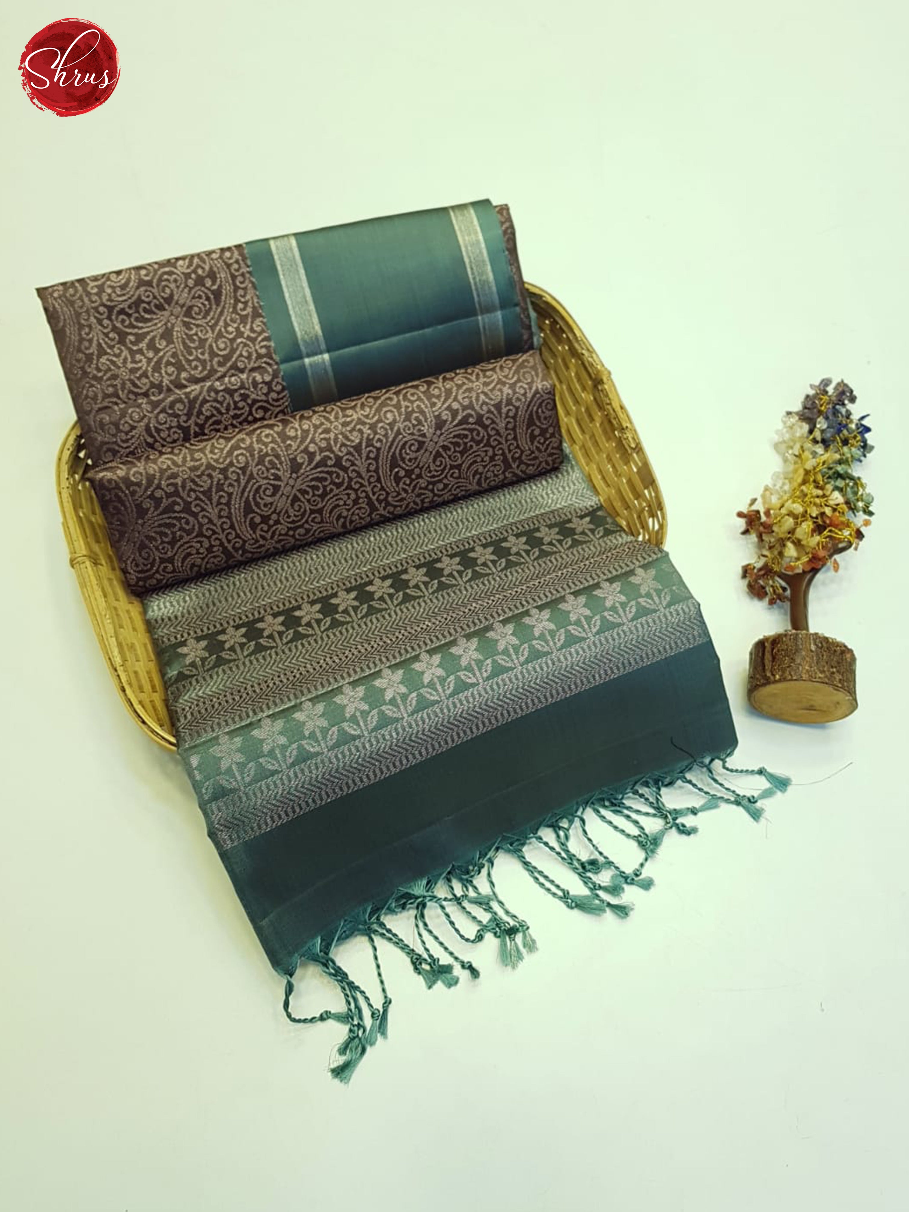 Brown And Green- Soft Silk Saree - Shop on ShrusEternity.com