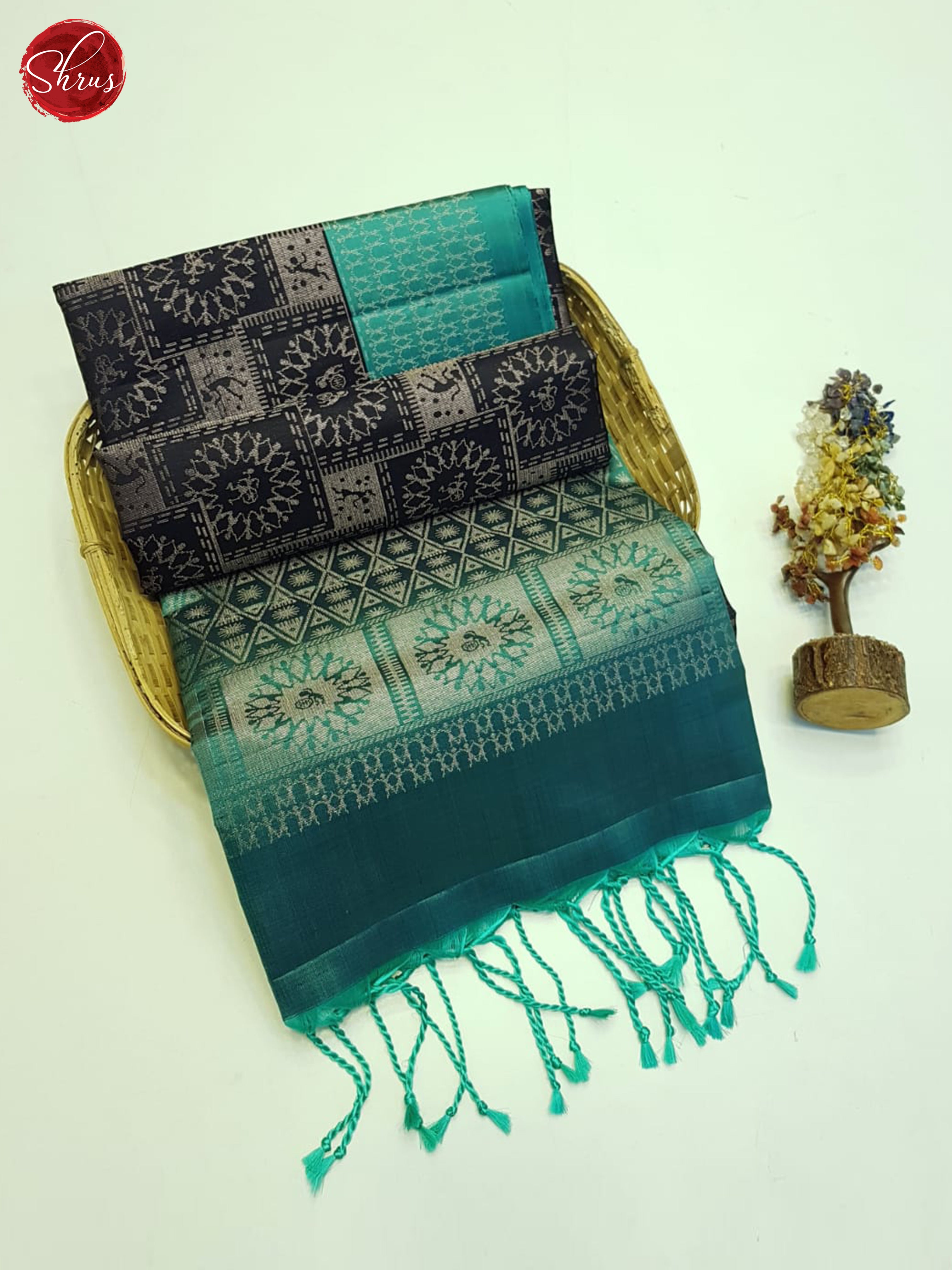 Dark Blue & Teal Blue - soft Silk Saree - Shop on ShrusEternity.com
