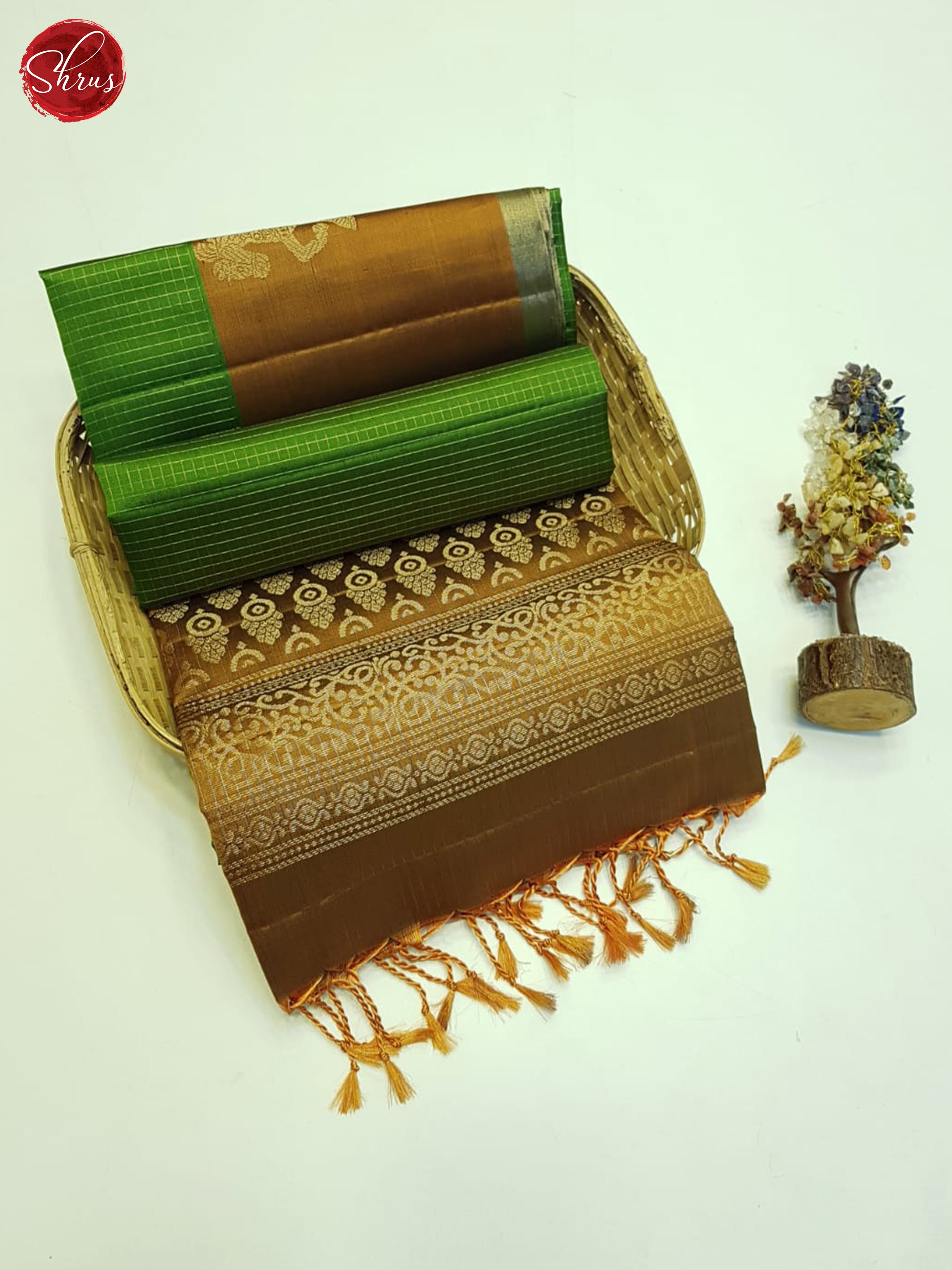 Green And Honey- Soft Silk Saree - Shop on ShrusEternity.com