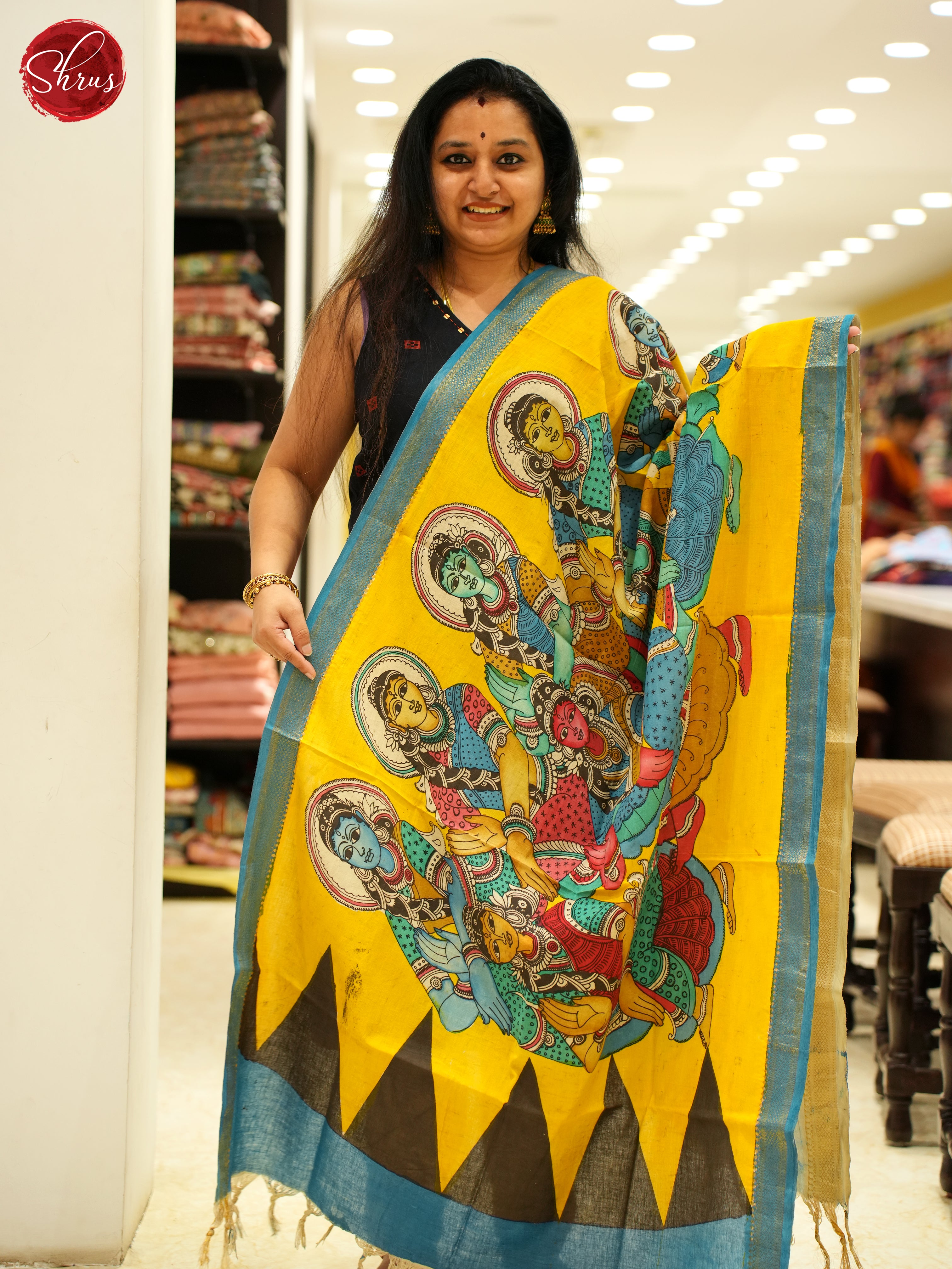 Yellow & Blue- Dupatta - Shop on ShrusEternity.com