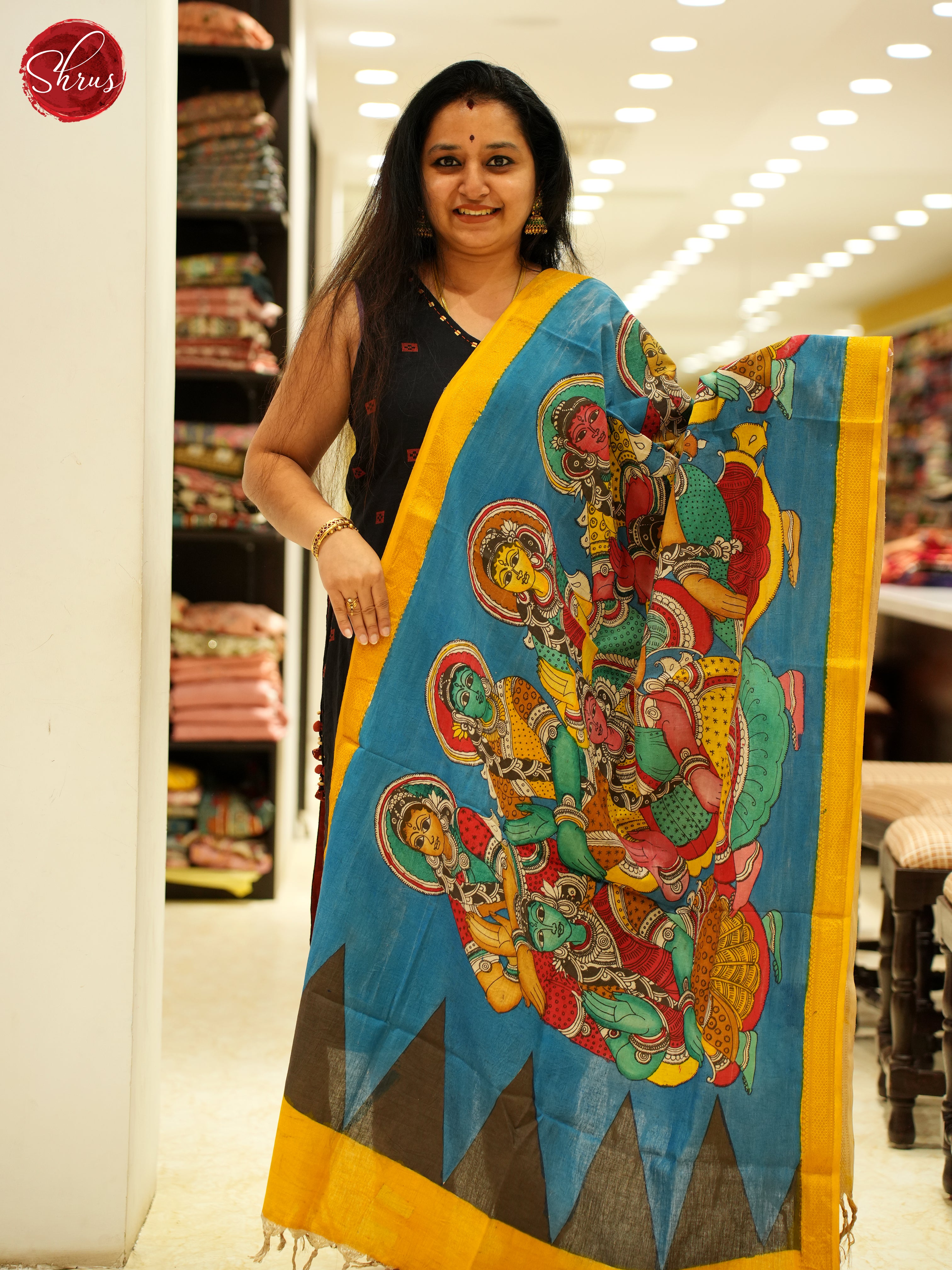 Blue & Yellow- Dupatta - Shop on ShrusEternity.com