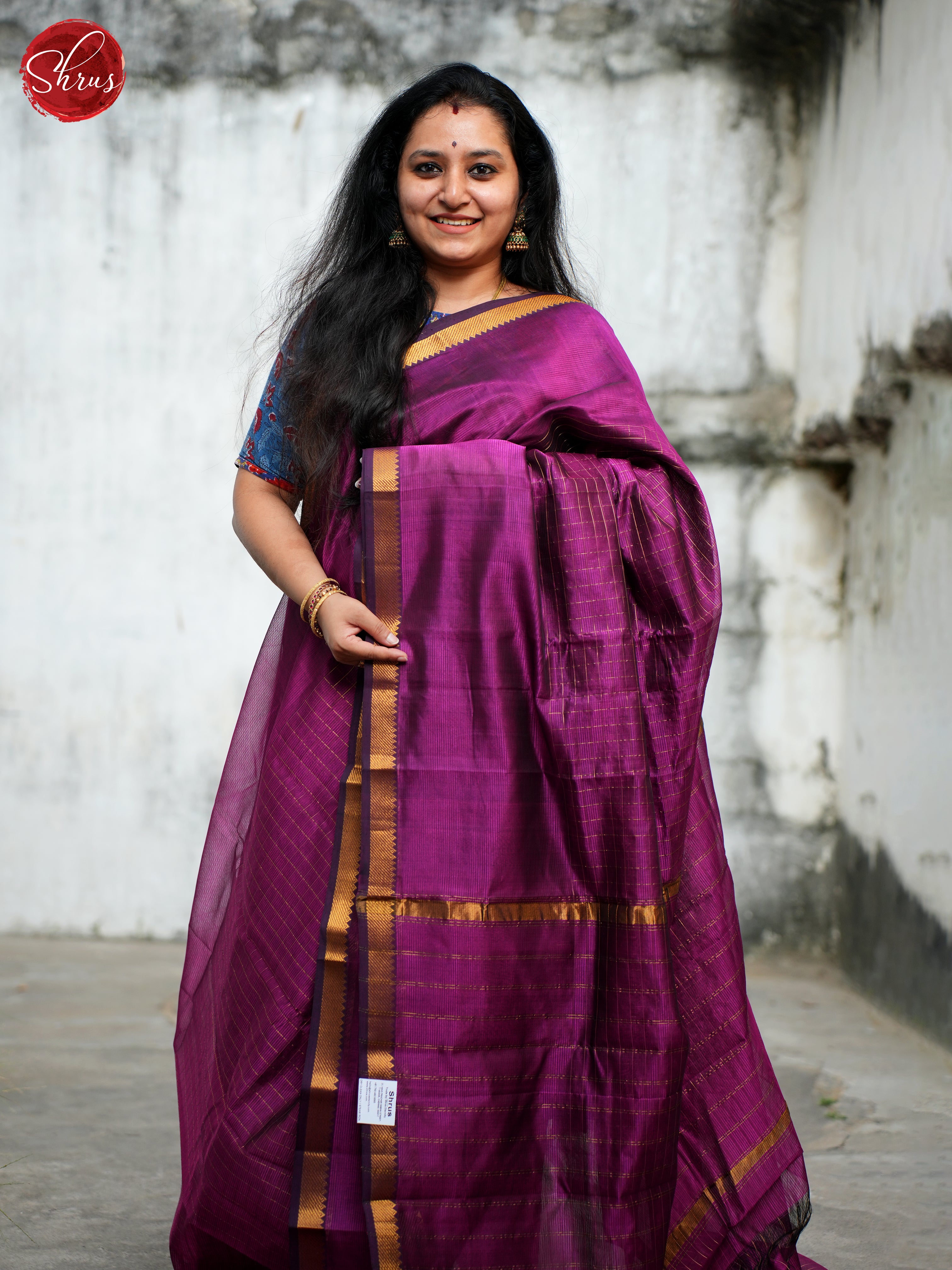 Purple(Single Tone) - Mangalagiri silkcotton Saree - Shop on ShrusEternity.com