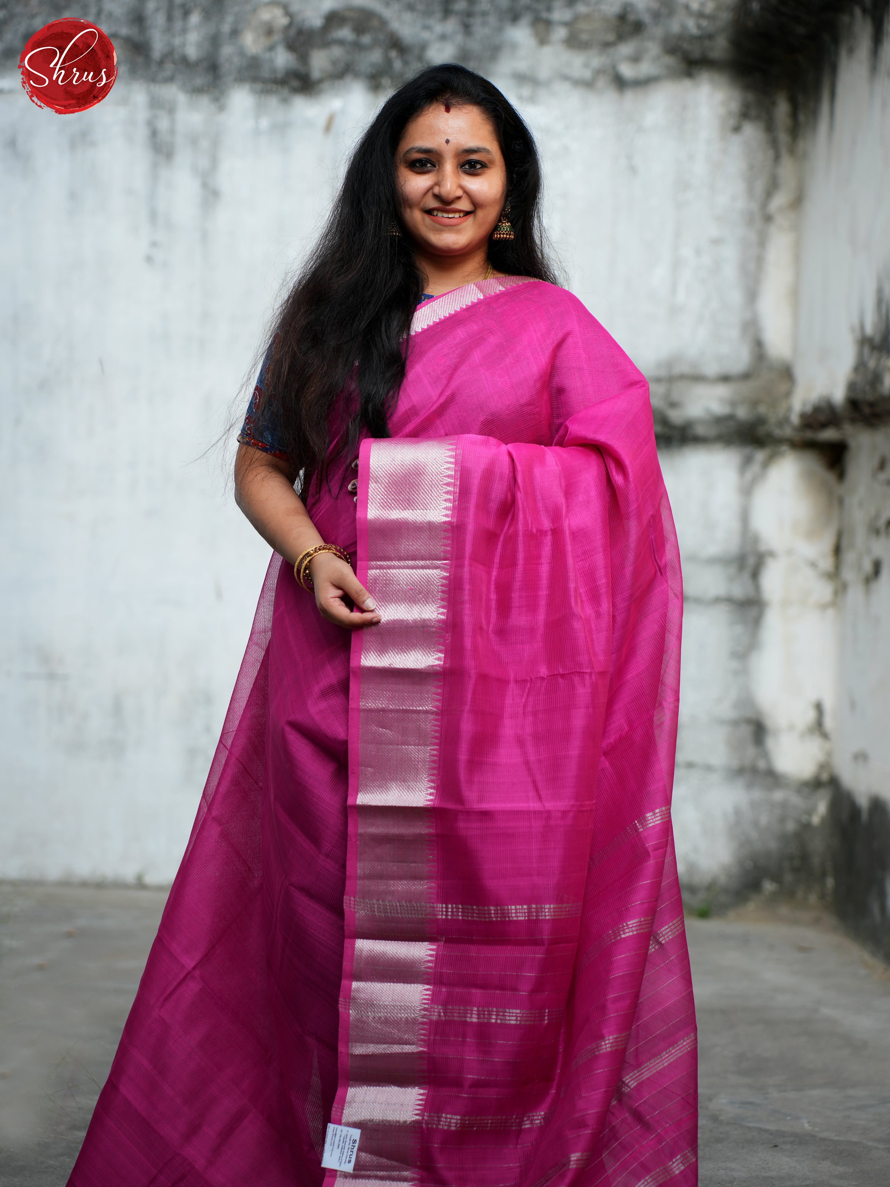 Pink(Single Tone)- Mangalagiri silkcotton Saree - Shop on ShrusEternity.com