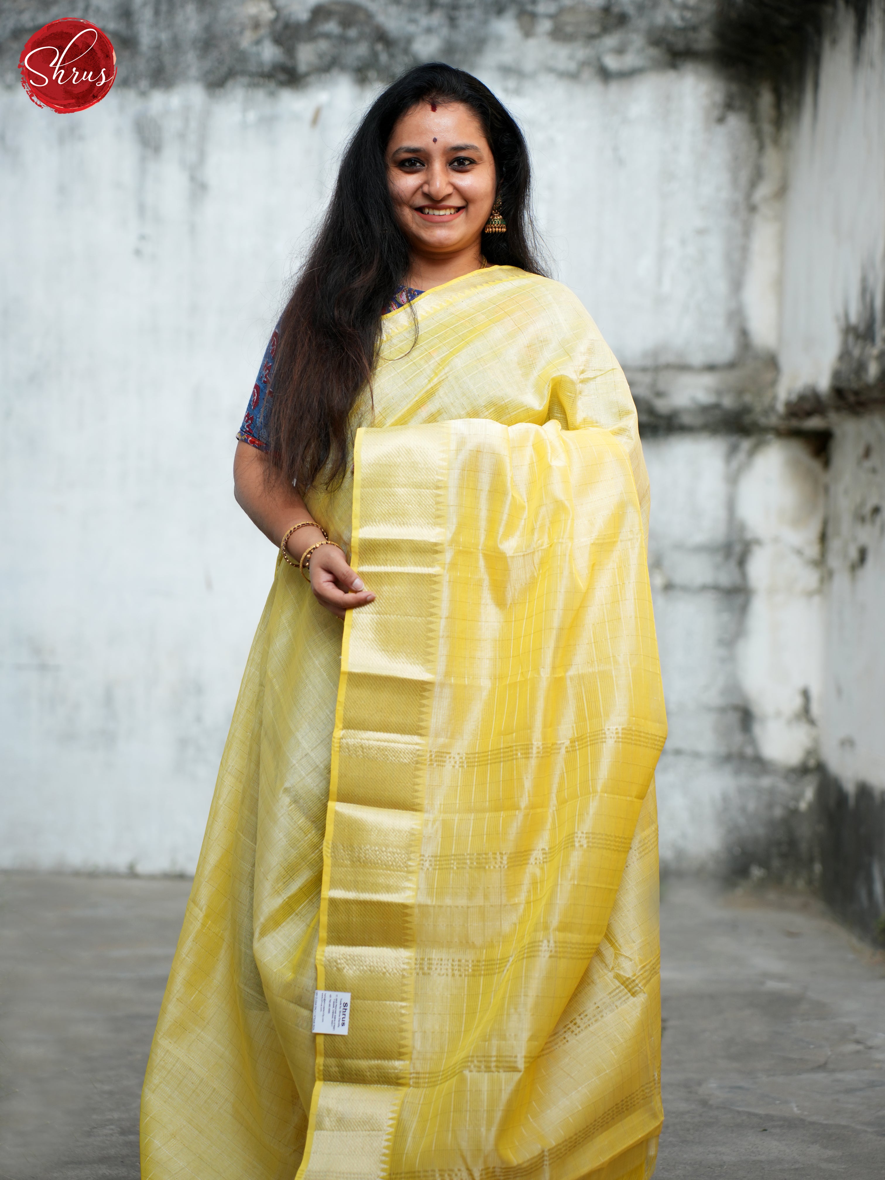 Lime Yellow(Single Tone)- Mangalagiri silkcotton Saree - Shop on ShrusEternity.com