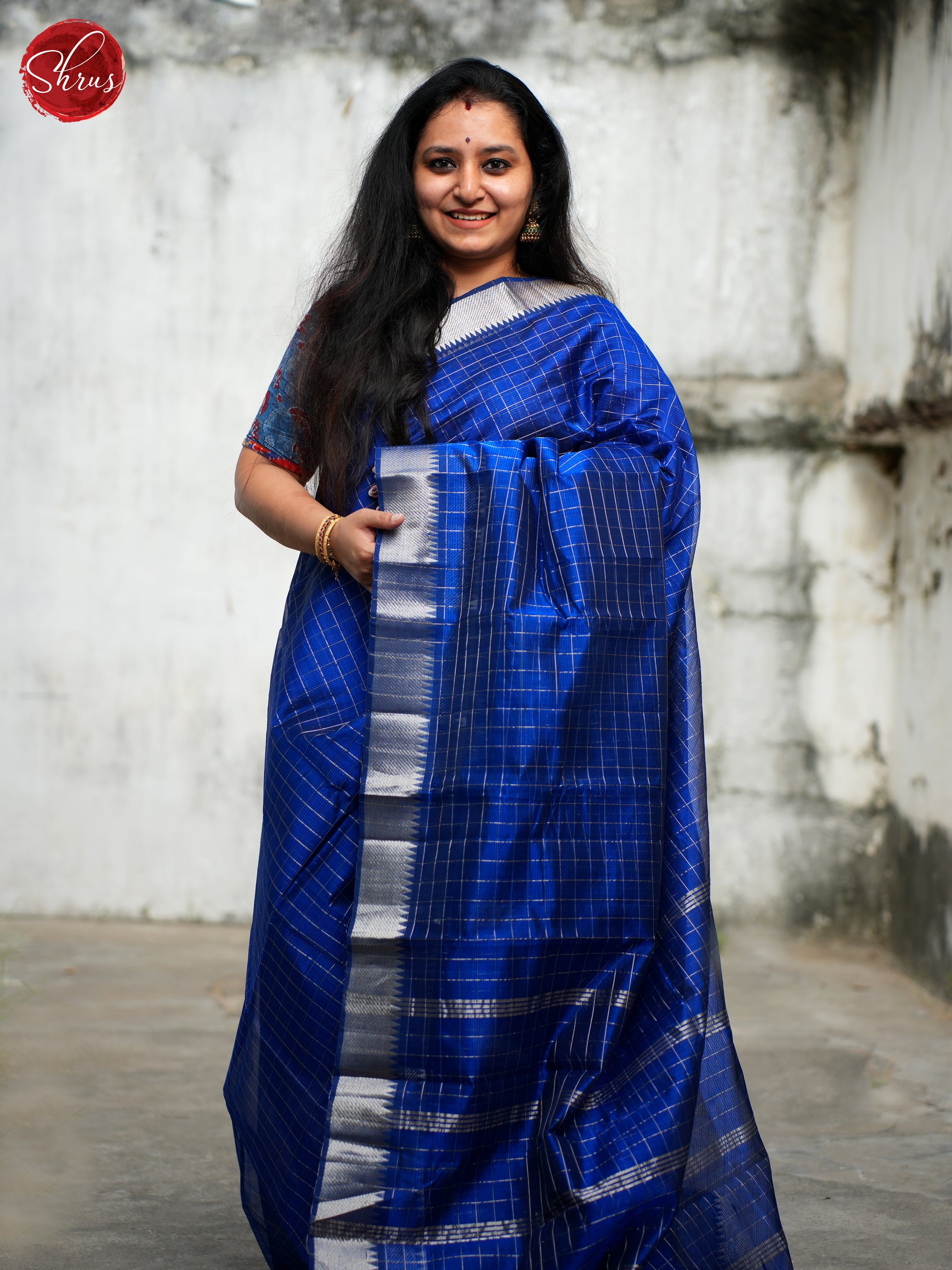 Blue(Single Tone) - Mangalagiri silkcotton Saree - Shop on ShrusEternity.com