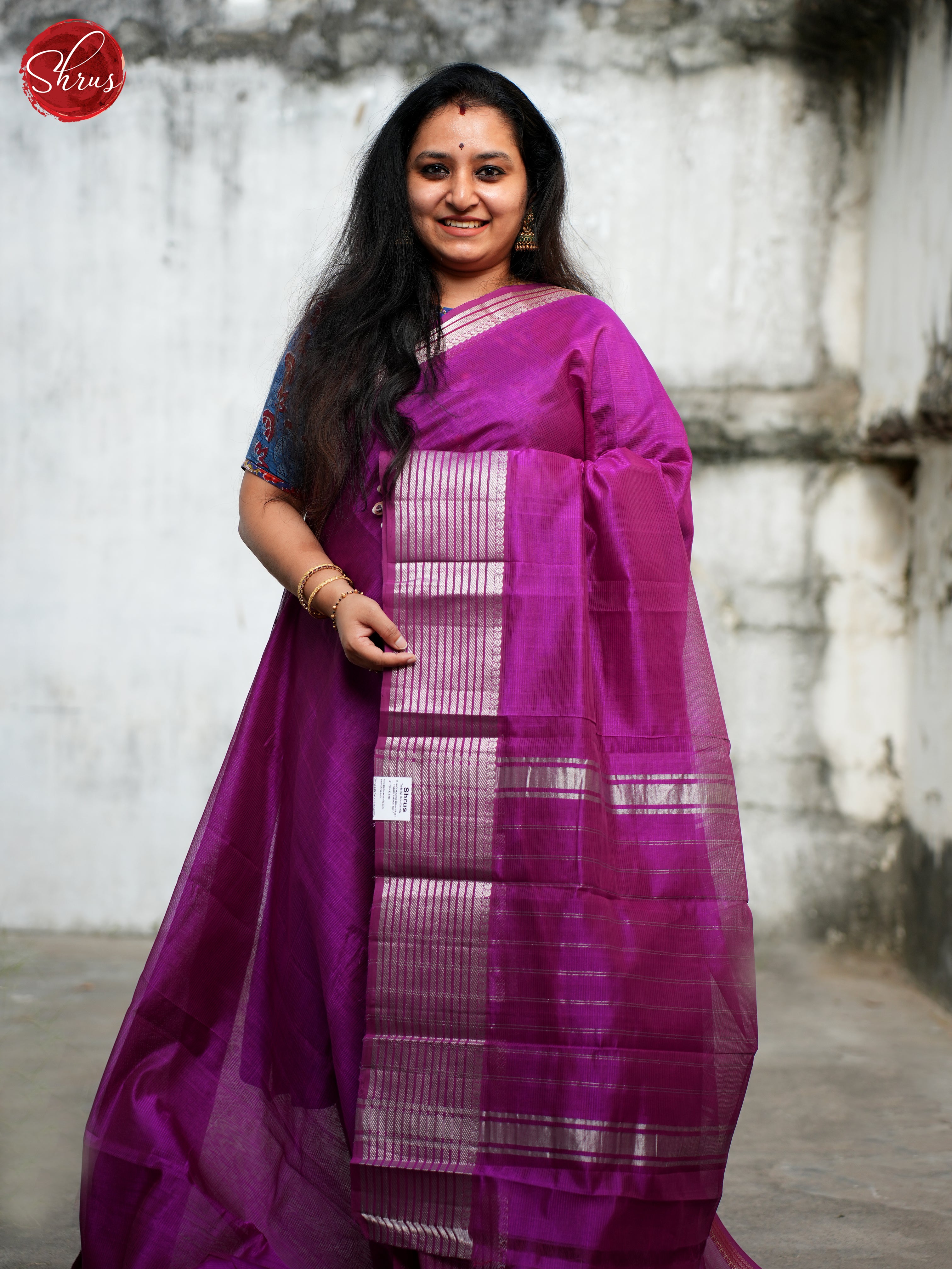 Purple(Single Tone)- Mangalagiri silkcotton Saree - Shop on ShrusEternity.com