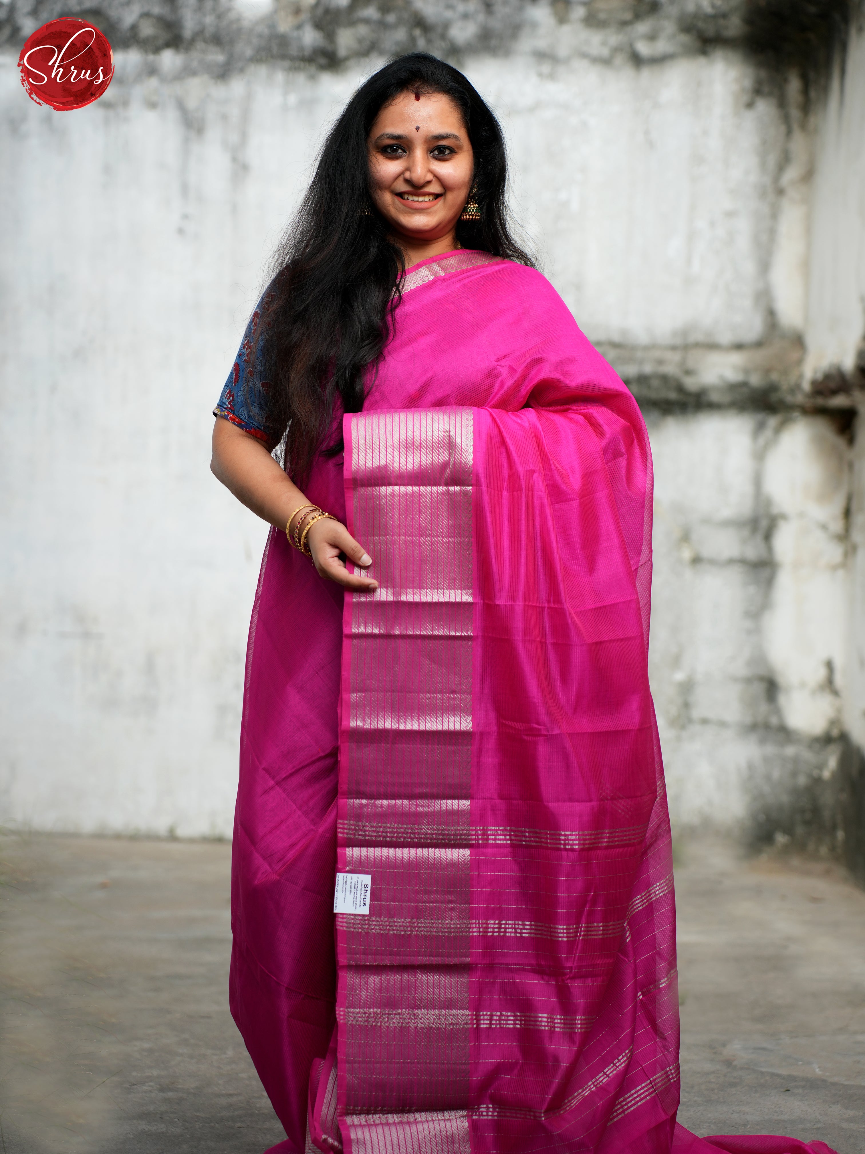 Pink(Single Tone) - Mangalagiri silkcotton Saree - Shop on ShrusEternity.com
