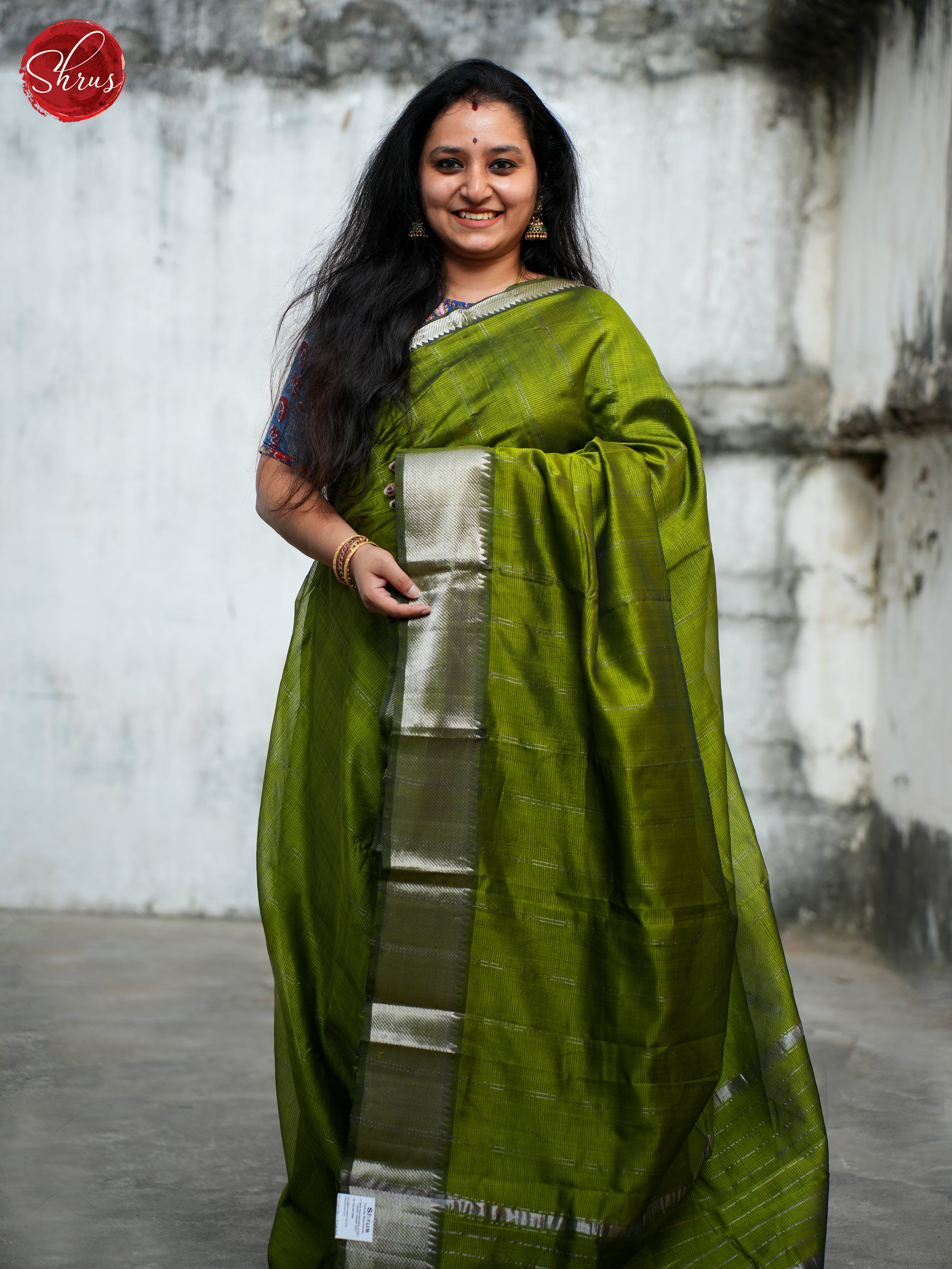 Green(Single Tone) - Mangalagiri silkcotton Saree - Shop on ShrusEternity.com