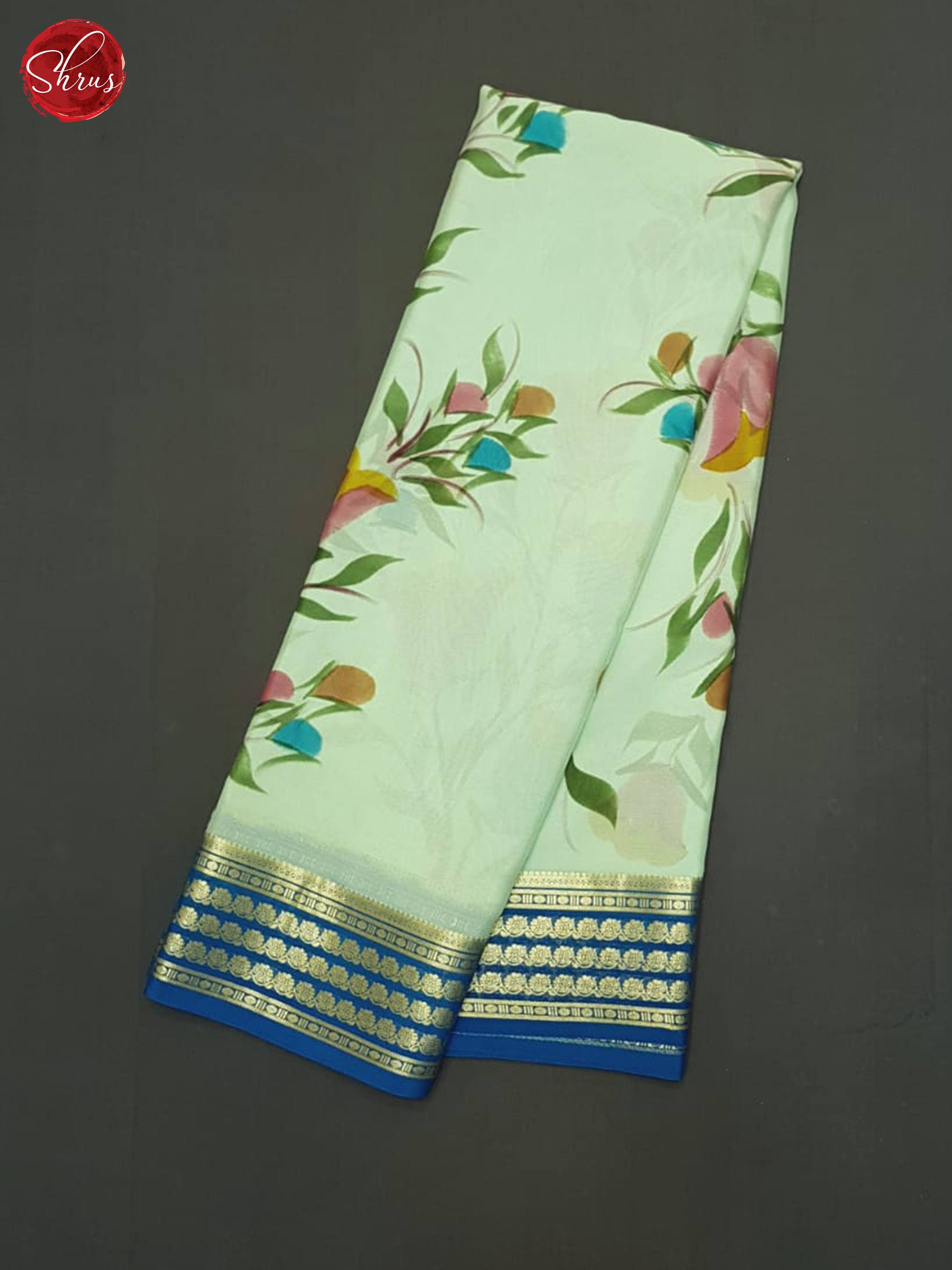 Green & Blue-Mysore Silk Saree - Shop on ShrusEternity.com