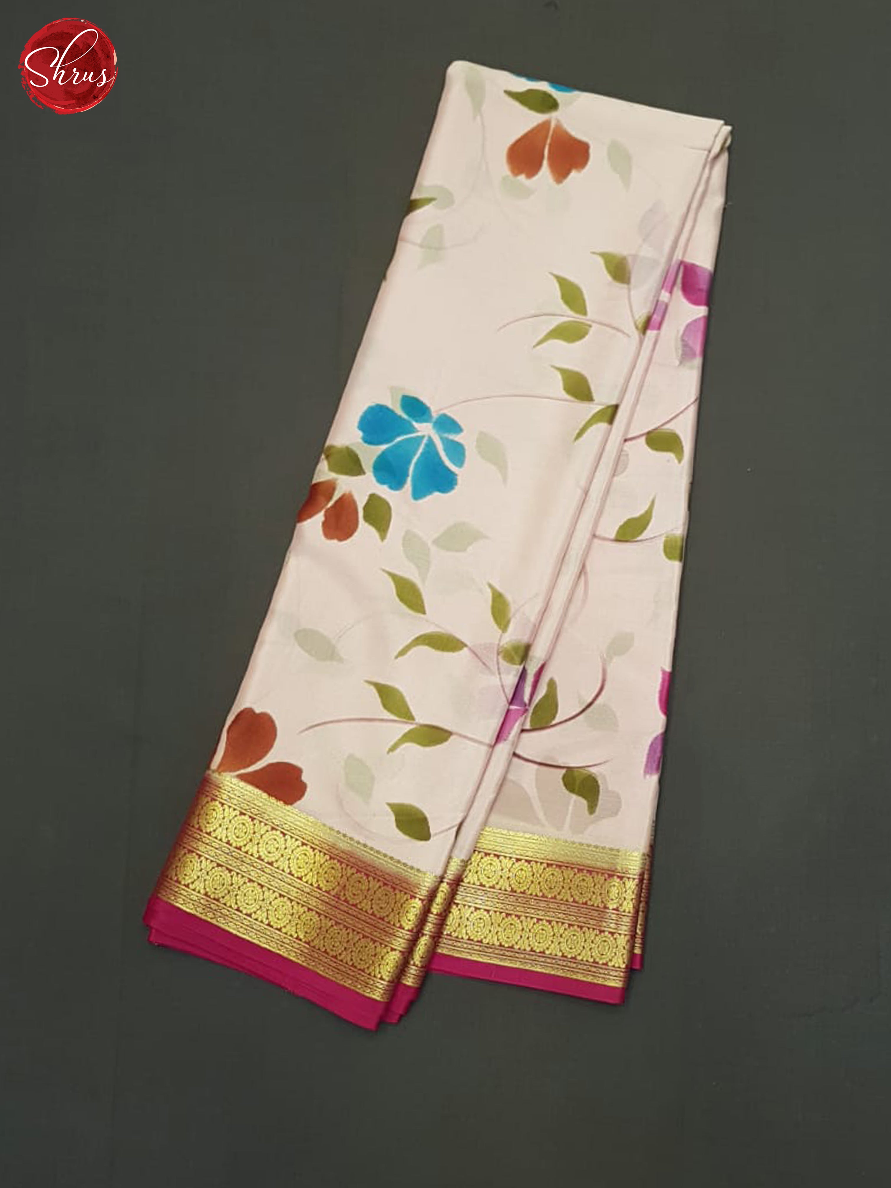 Cream & Pink- Mysore Silk Saree
