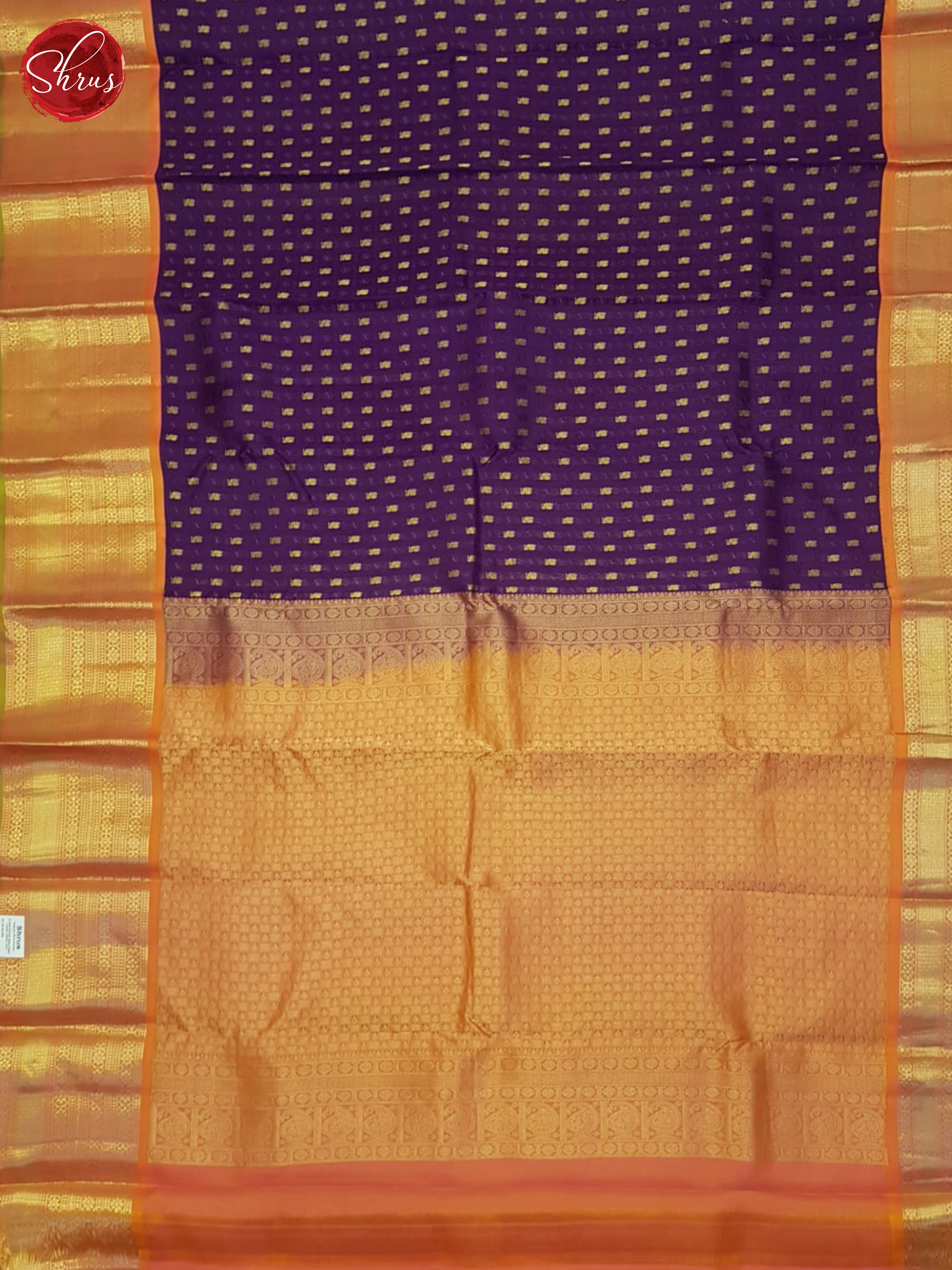 Purple And Orange- Kanchipuram Silk Saree - Shop on ShrusEternity.com