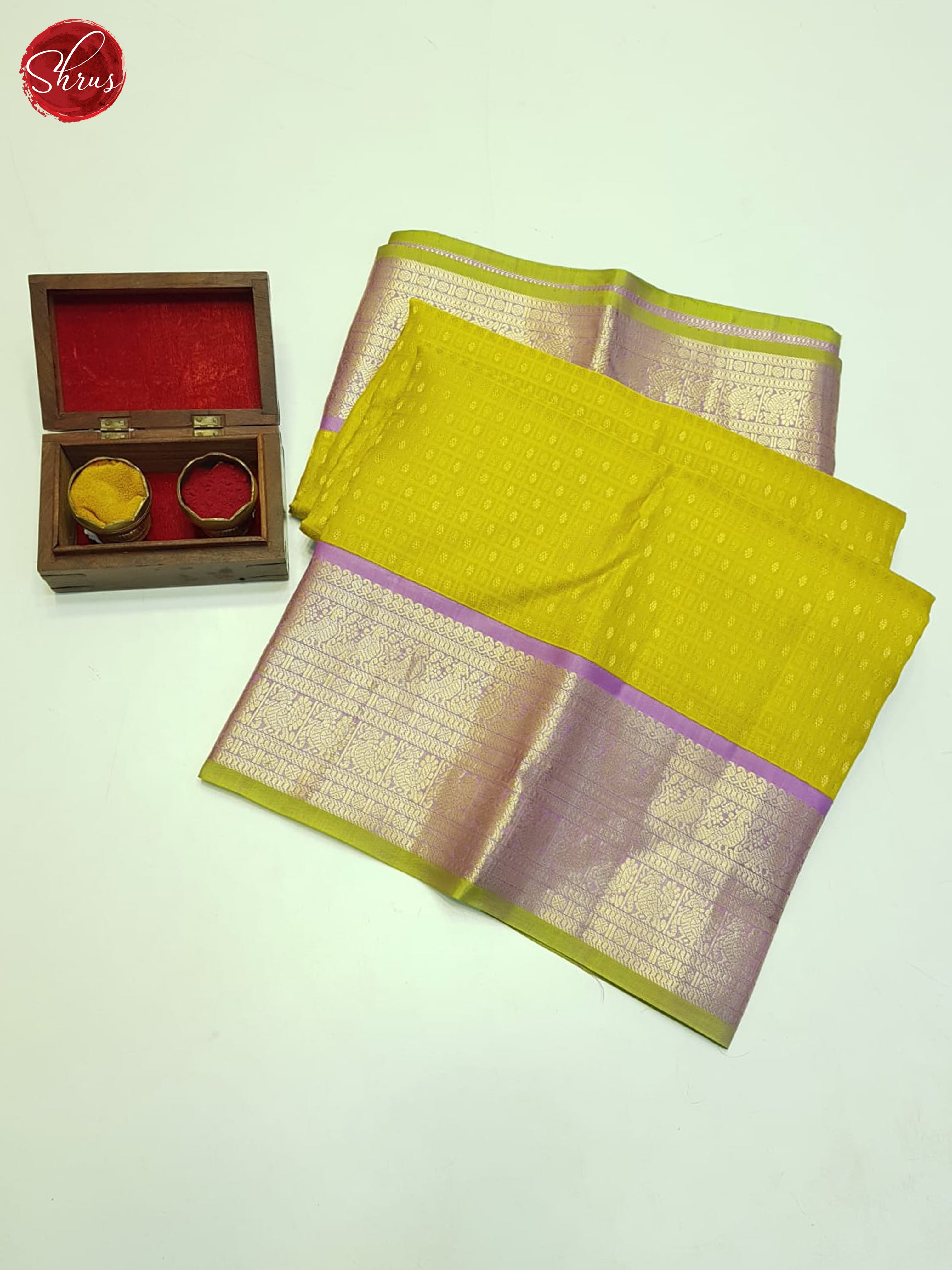 Green And Lavender- Kanchipuram Silk Saree - Shop on ShrusEternity.com