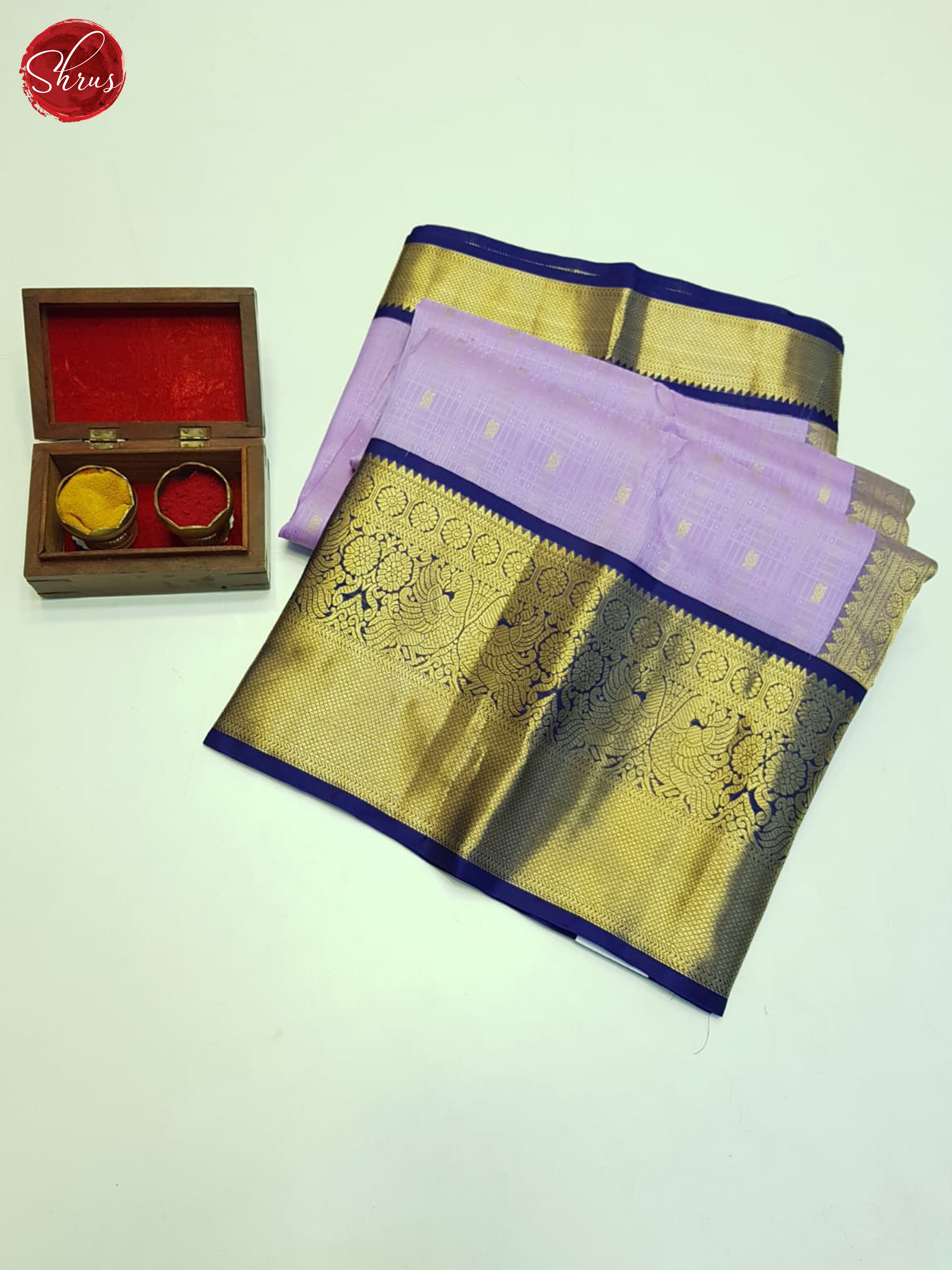 Lavender And Blue- Kanchipuram Silk Saree - Shop on ShrusEternity.com