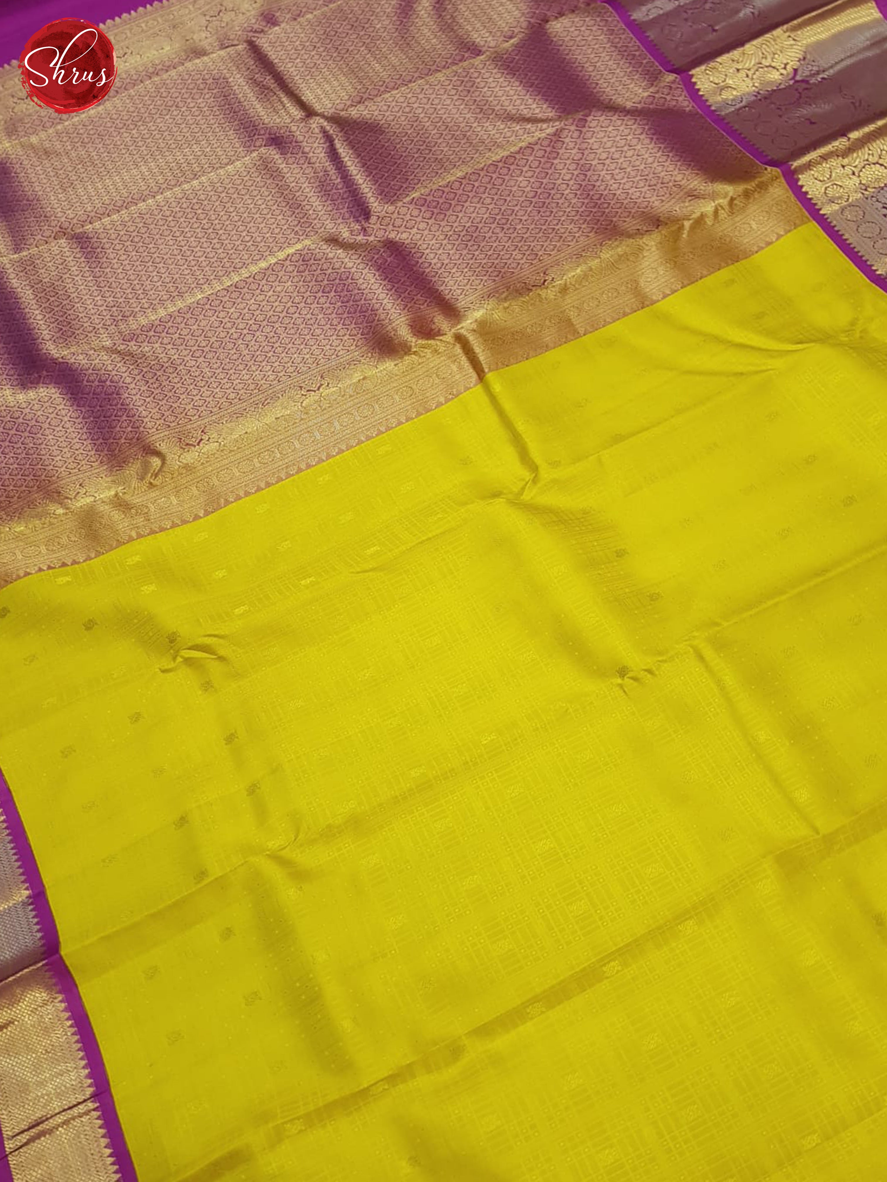 Lime Green And Purple- Kanchipuram Silk Saree - Shop on ShrusEternity.com